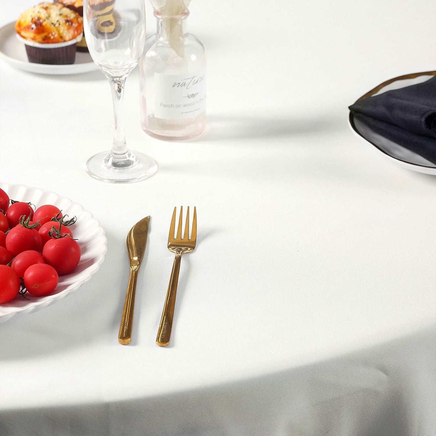 120 inch Round Tablecloth Washable Polyester Table Cloth Decorative Table Cover for Wedding Party Dining Banquet(12 Pack 120 inch,Ivory)