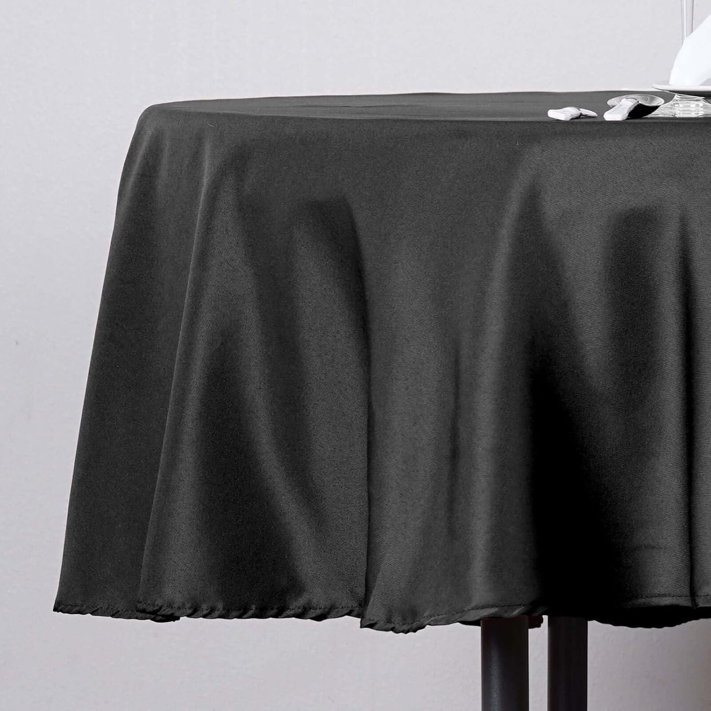 Efavormart Round Tablecloth, 70 Inch Stain & Wrinkle Resistant Washable Table Cloth, Decorative Polyester Fabric Table Cover for Banquet, Wedding, Dining- Black