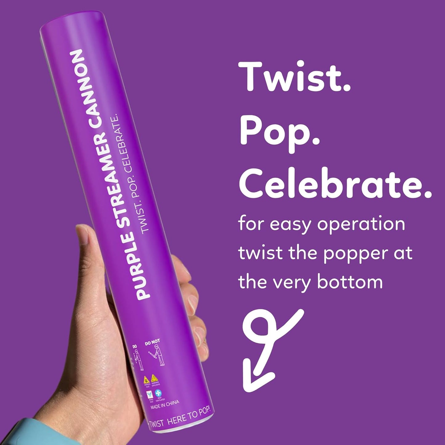 2 Pack Streamer Cannon Confetti Poppers | Biodegradable Purple Confetti | TUR Party Supplies | Launches Up to 25ft | Giant (12 in) | Party Poppers for Graduation, Birthdays, Weddings, and Celebrations