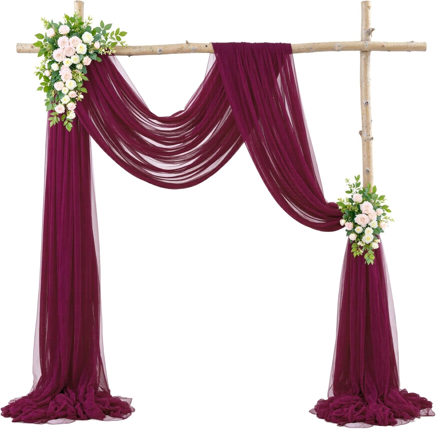 Wedding Arch Draping Fabric Backdrop 1 Panel 60" x 26Ft Burgundy Drapes Curtains for Wedding Reception Sheer Tulle Backdrop Curtain for Ceremony Birthday Party Baby Shower Arbor Ceiling Decorations