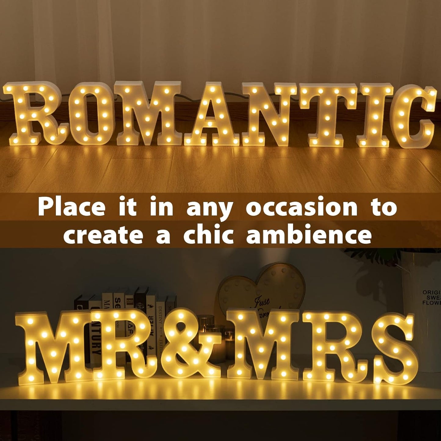 HXWEIYE LED Marquee Letters Lights Sign R, 26 Alphabet Light Up Letter and Number 0-9 Number Warm White Led Letters for Bar Party Birthday Home Wedding Décor