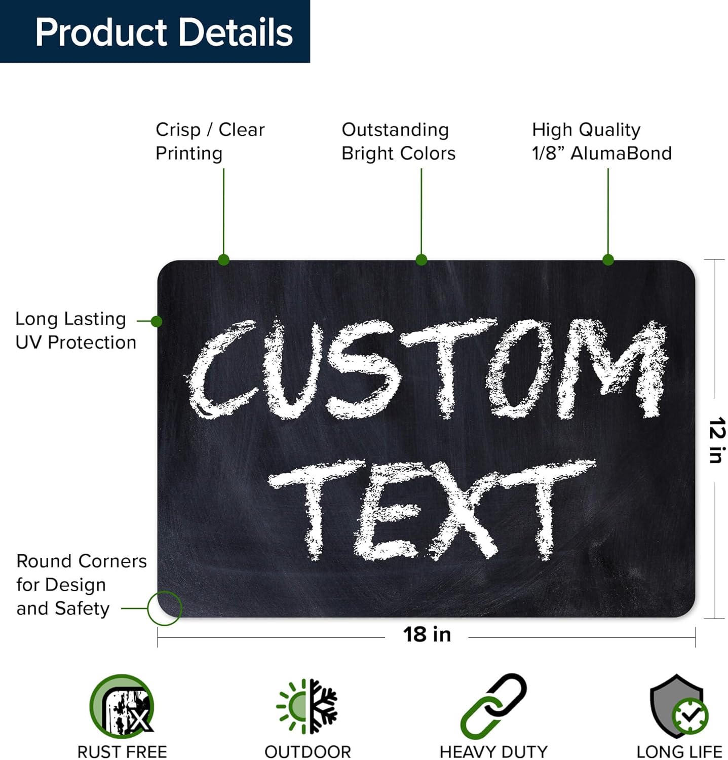 Custom Sign, Custom Street Sign, 11 Font Colors, 13 Font Styles, 4 Hole Options, 22 Sizes, 12x18 Inches, Rust Free DiBound, Fade Resistant, Made in USA by My Sign Center (Chalkboard Black)