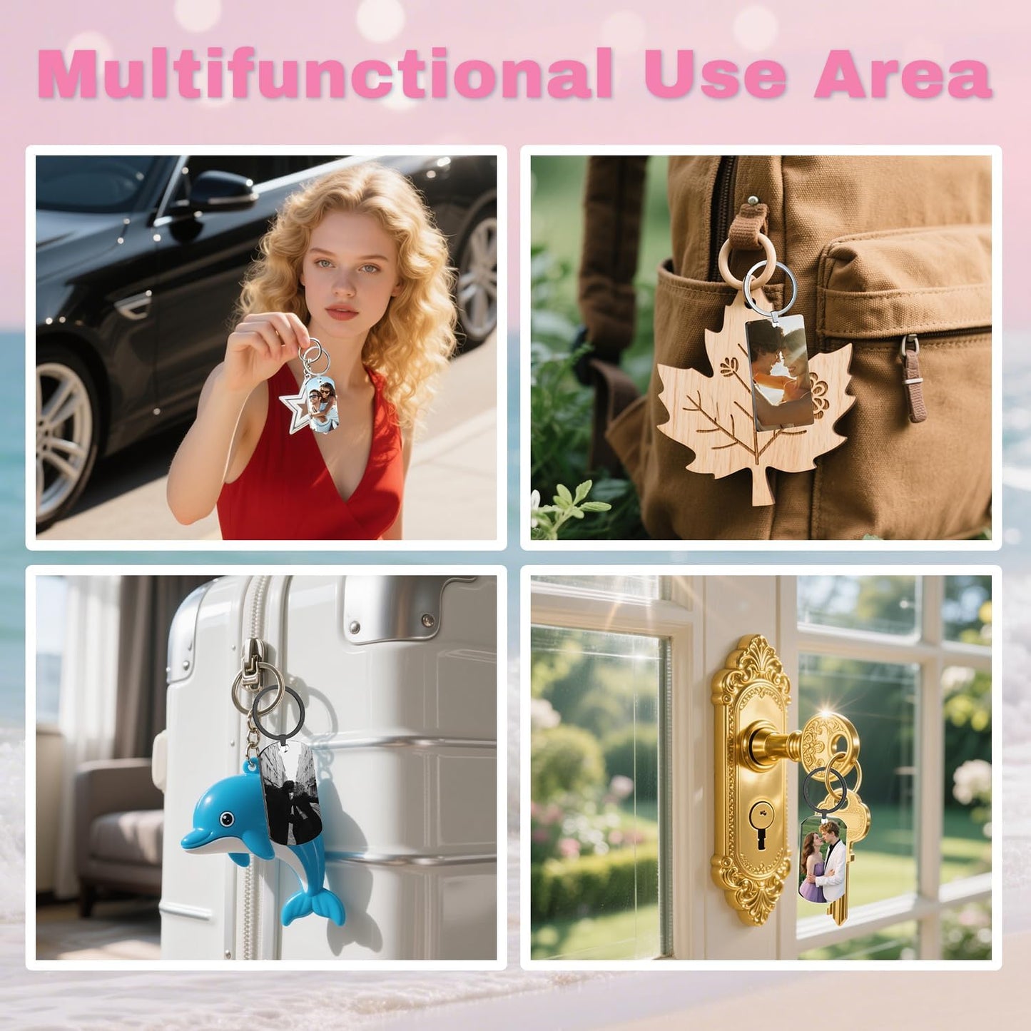 Custom Keychain with Picture, Personalized Double-sided Keychains Gifts for Boyfriend, Family, Lover