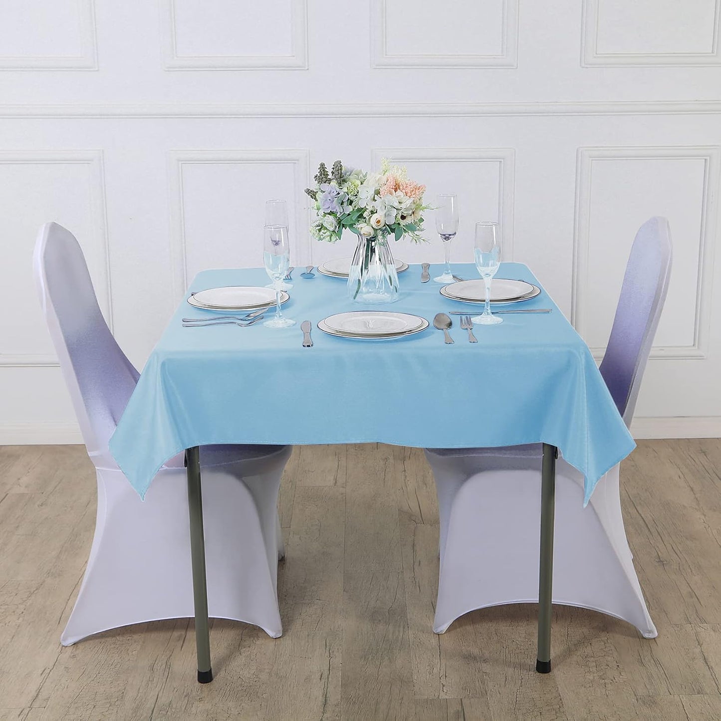 Cupuamon Square Tablecloth 90x90 inch Washable Polyester Fabric Table Cloth for Wedding Party Dining Banquet Decoration(90x90,Blue Mist)