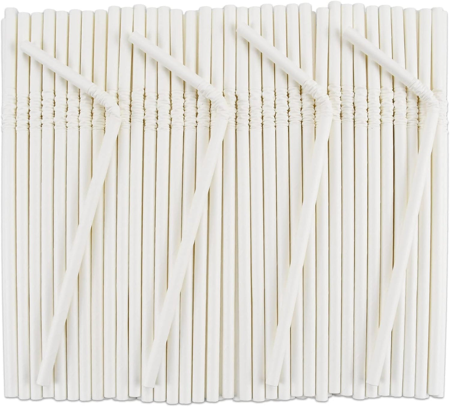 Bendable Paper Straws for Drinking, White, 7 3/4 inches, 250 Count - Great for Kids, Elderly, Home and Restaurant