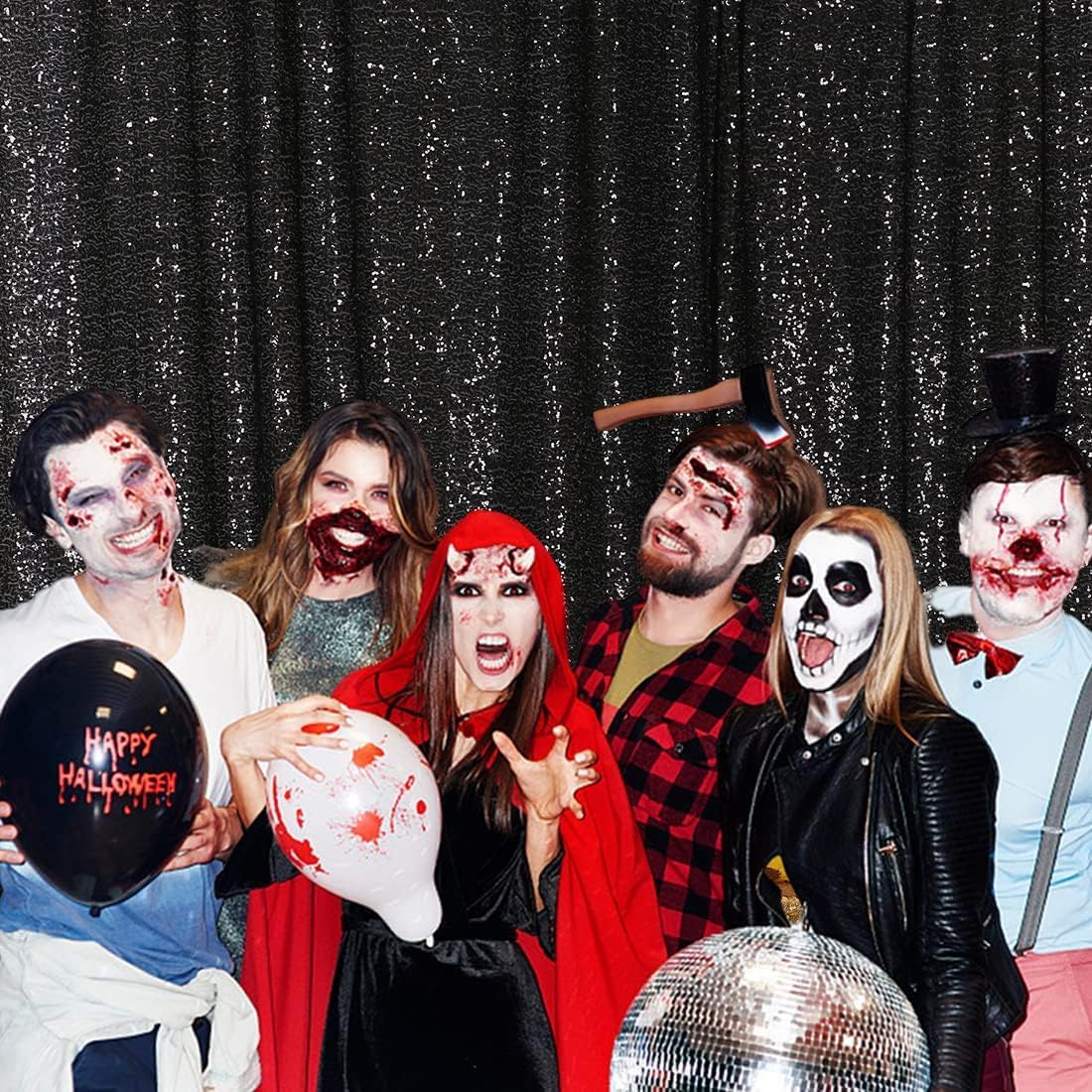 Poise3EHome 6FT x 8FT Black Sequin Photography Backdrop Curtain for Party Decoration