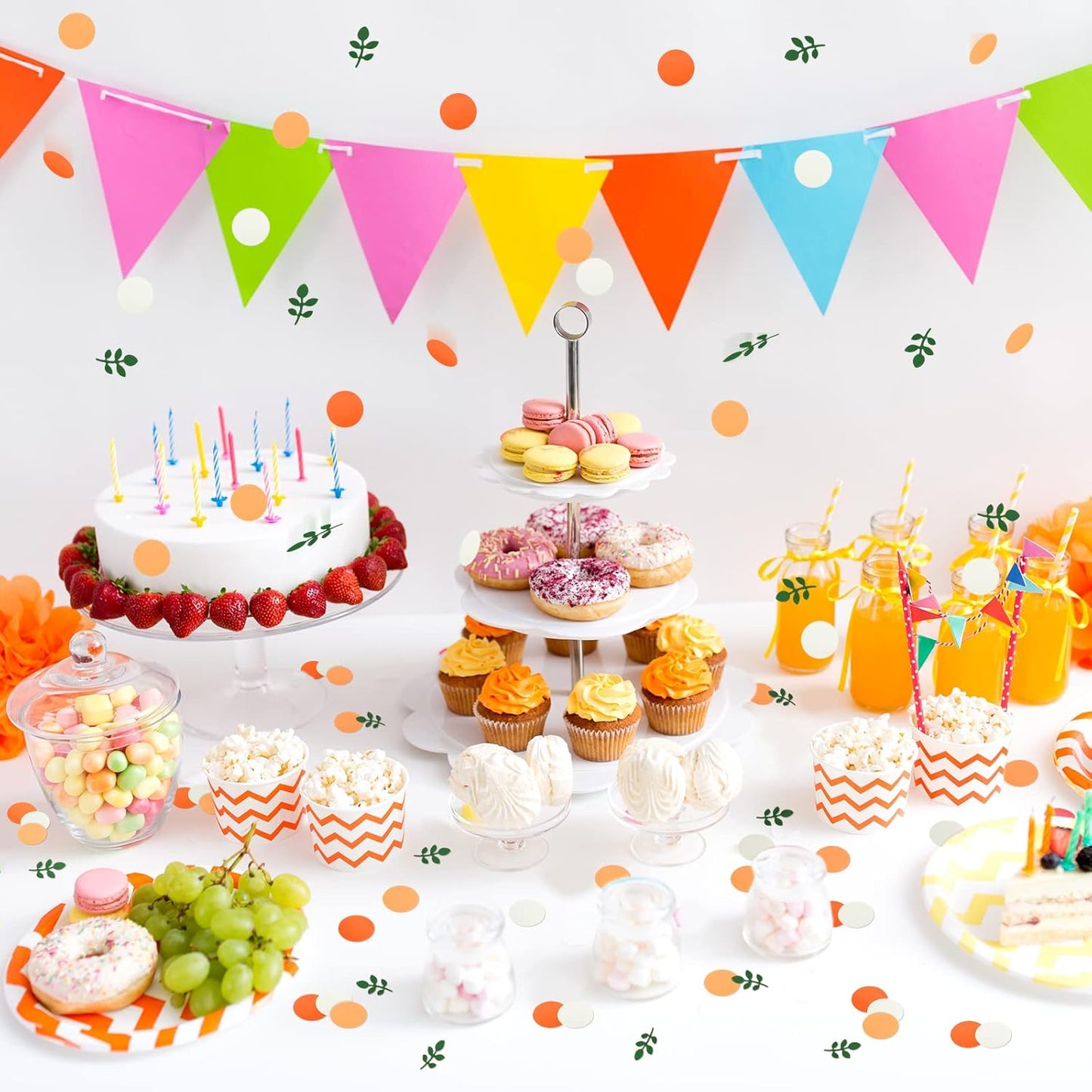 200 Pcs Little Cutie Baby Shower Confetti with Eucalyptus Decorations Hey Cutie Citrus Tangerine Themed Table Scatter Sprinkle Confetti Supplies (Orange Series)