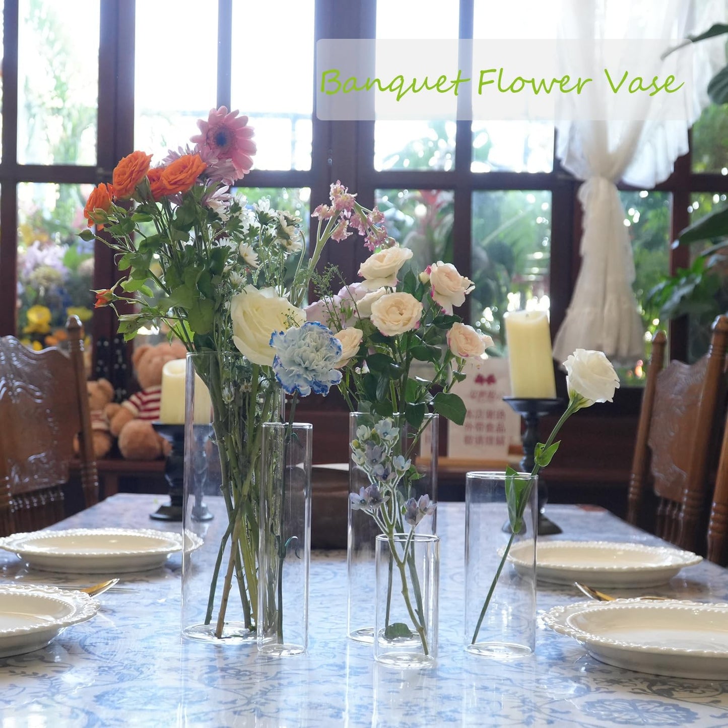 40pcs Glass Vase for Centerpieces, 4,6,7.5,8,10 inch Tall Clear Cylinder Flower Vase Bulk Floating Candle Holder for Wedding Table Home Décor and Party