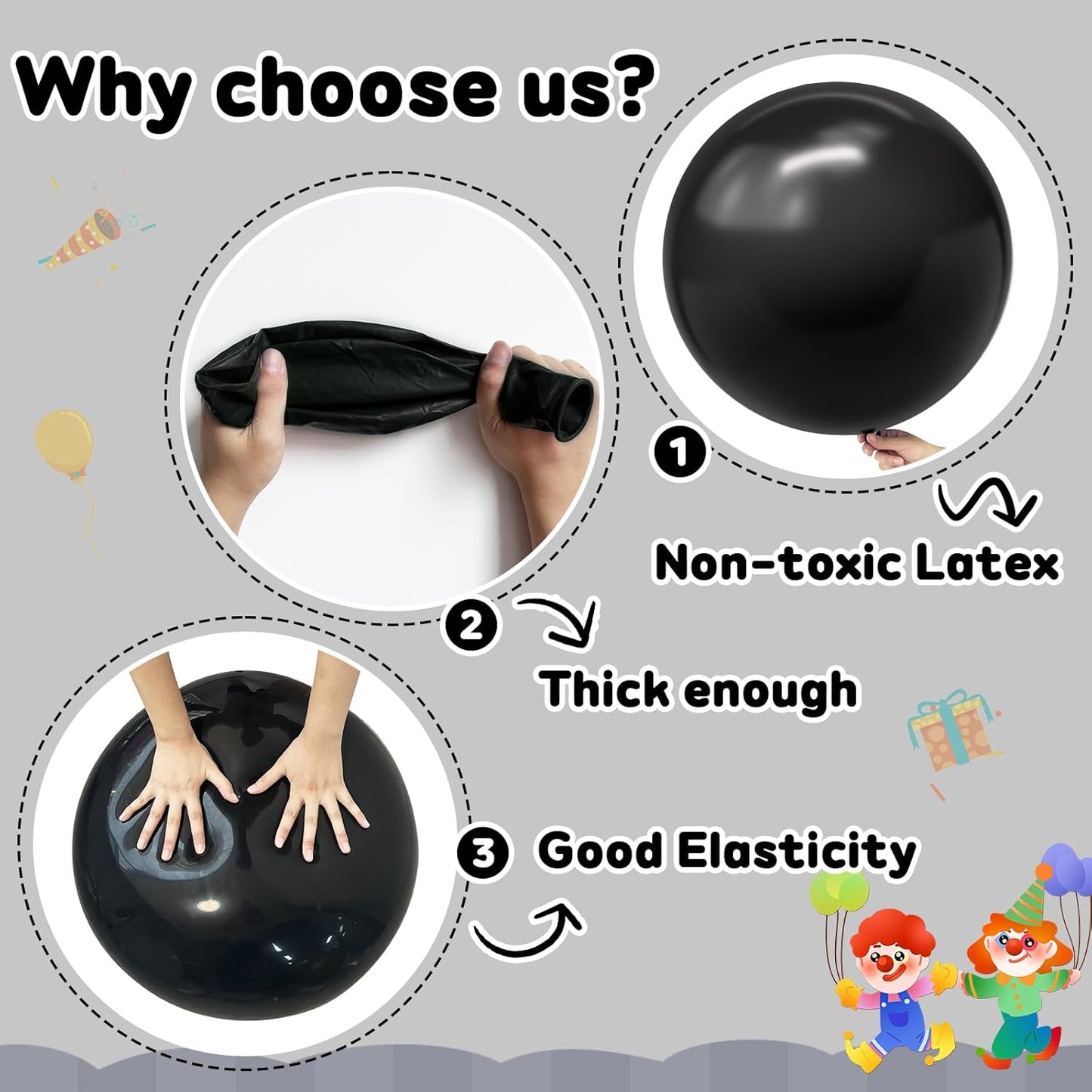 30 pcs Black Balloons 18 Inch - Large Thick Latex Balloon for Birthday Bridal Shower Wedding Party Decorations