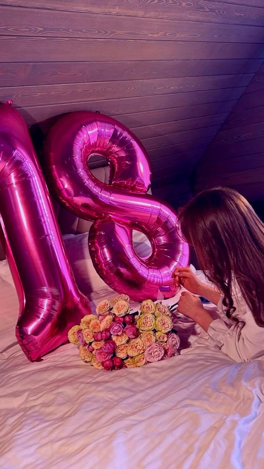 Rosy Purple Number 7 Birthday Balloon 40 Inch, Digital Balloons for 7 17 27 70 77 Party Celebration Decorations Supplies,Rosy Purple Mylar Foil Numbers Balloon for Seven Wedding Anniversary