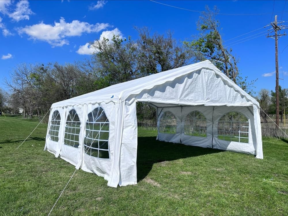 Delta 20'x20' Budget PE Tents Including 2 Free Bags for Parties, Outdoor Canopy Carpas para Fiestas, Wedding Party Tent with Waterproof Top & Removable Sidewalls for Patio Outdoor Events(B Model)
