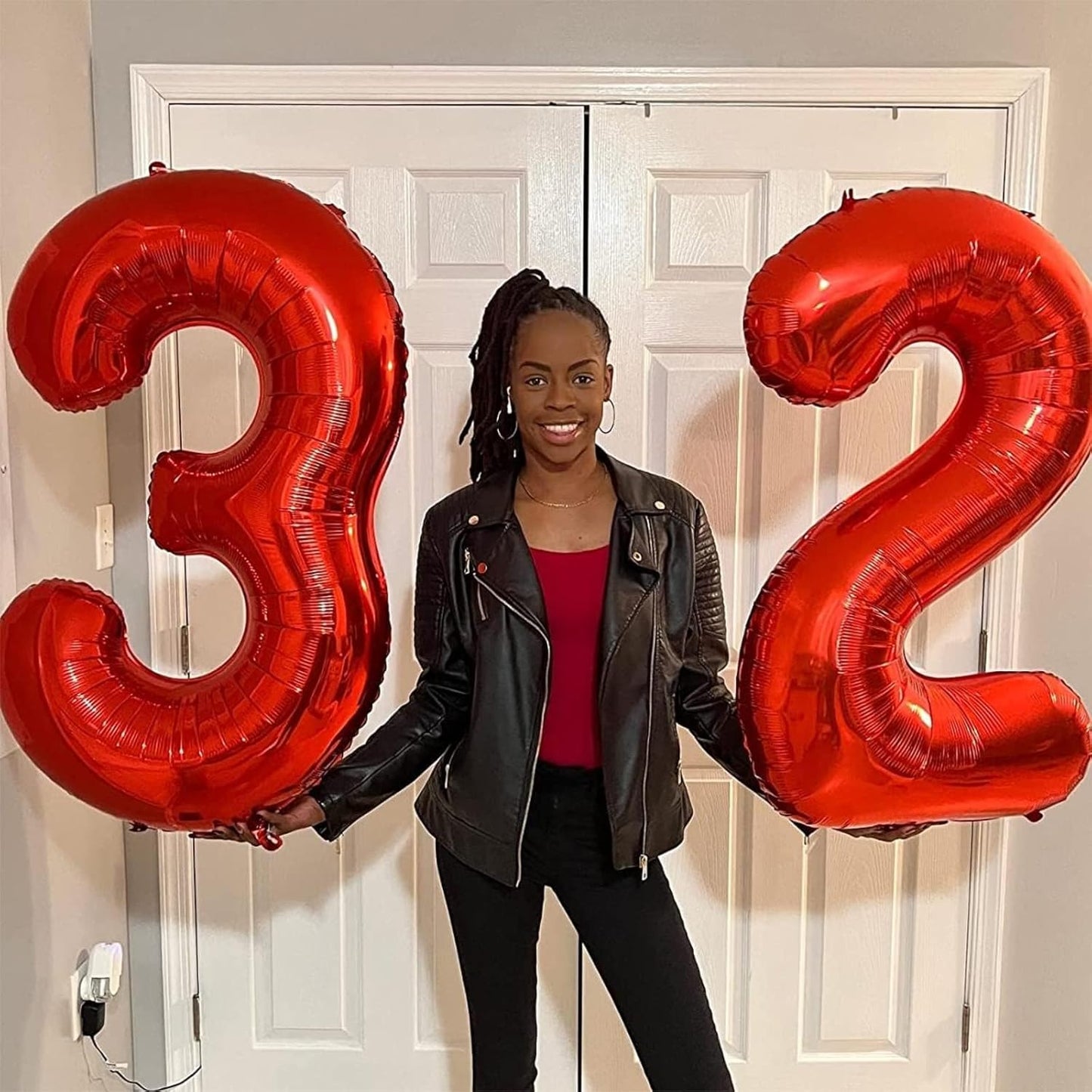 40 Inch Red Large Numbers Balloons 6, Self Inflating Digit 6 Helium Balloons for 6th Girls Boys, Foil Mylar Big Number Balloons Set 0-9 for Women Men Birthday Party Anniversary Supplies Decorations