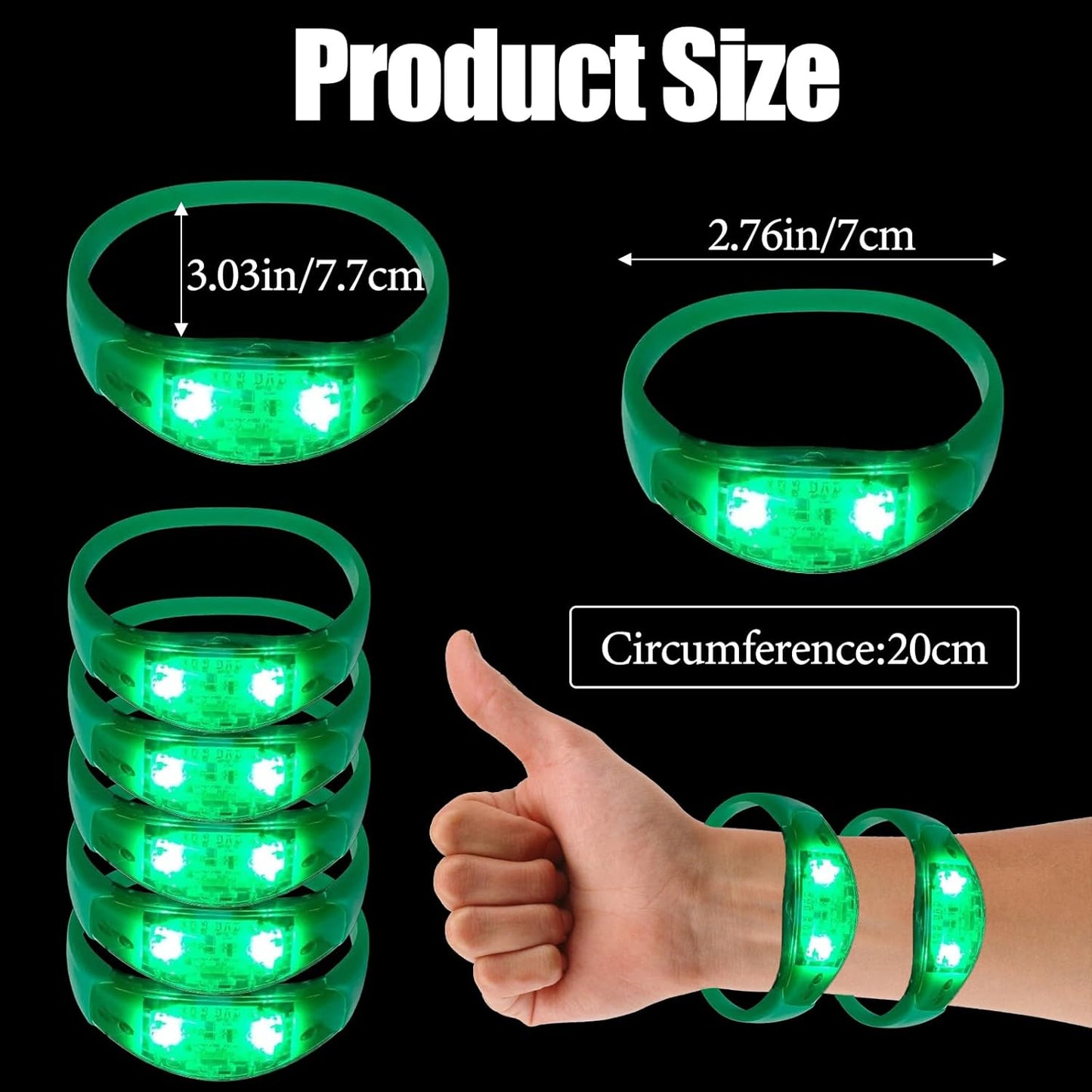 100 Pcs LED Bracelets Sound Activated with Flashing LED Strobe Music Control Light Up Bracelets for Rave, Game Prizes, Birthday Party Favor,Valentine's Day gift