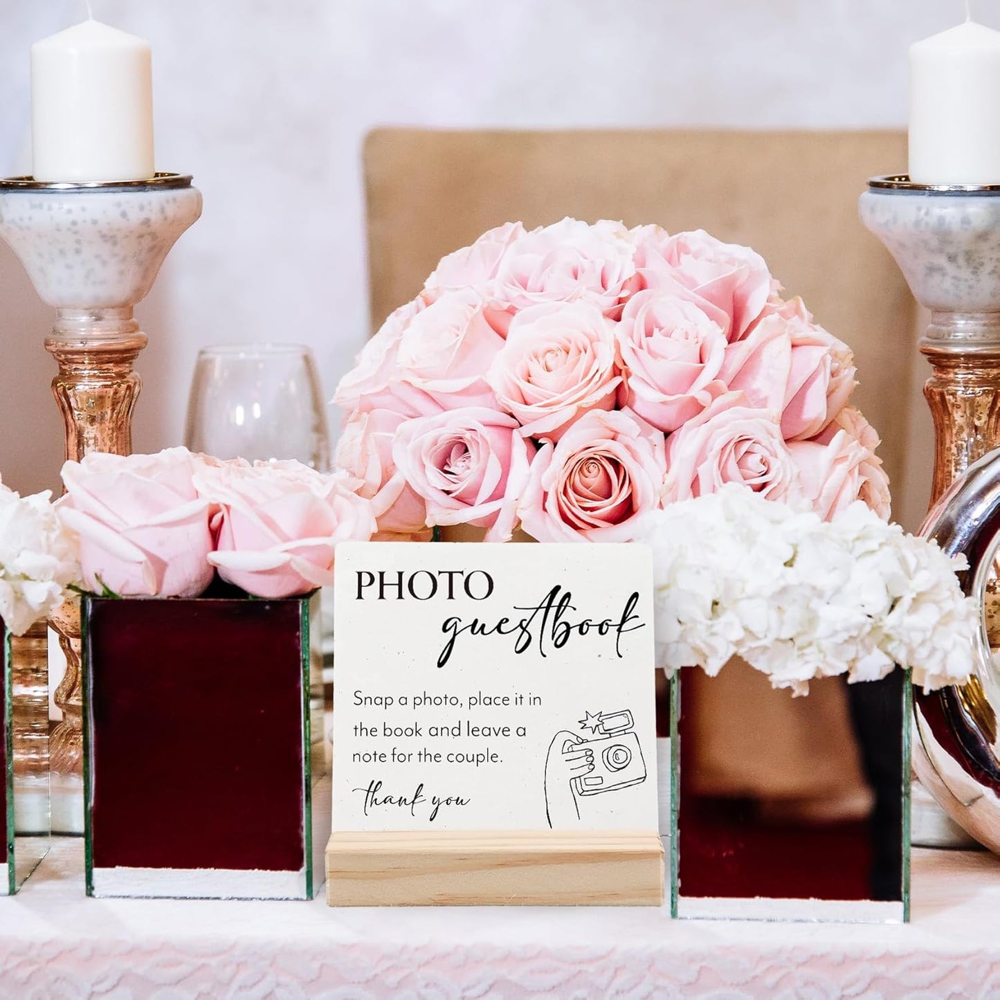 Wedding Guestbook Desk Decor, Wedding Guest Book Sign Wood Plaque, Guest Book Signs forWedding, Photo Guestbook WeddingWooden PlaqueSign with Wood Stand for WeddingReception Decor