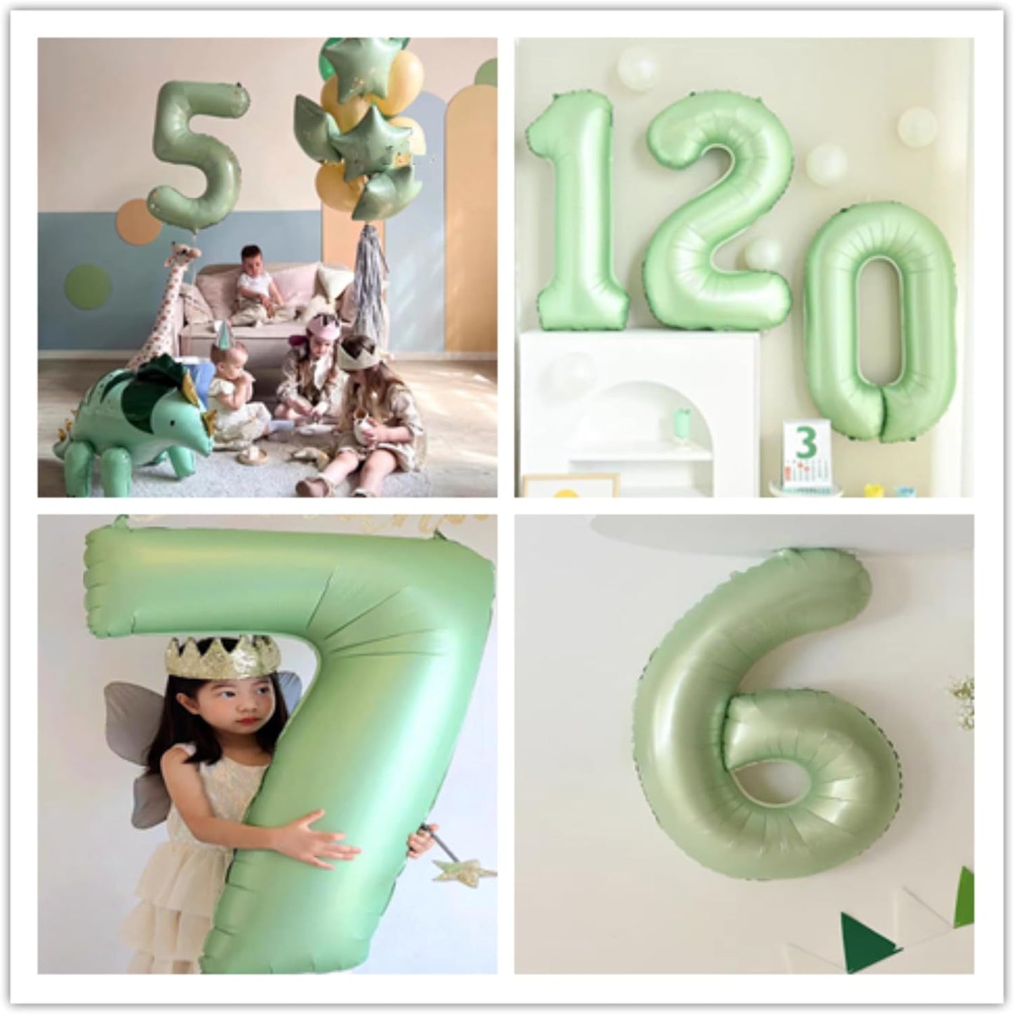 40 Inch Olive Green Number 9 Balloon Big Self Inflating Foil Number Balloons 0-9,Light green Digital 9 Helium Balloon for 9th 19th Girls Birthday Graduation Anniversary Party Decoration