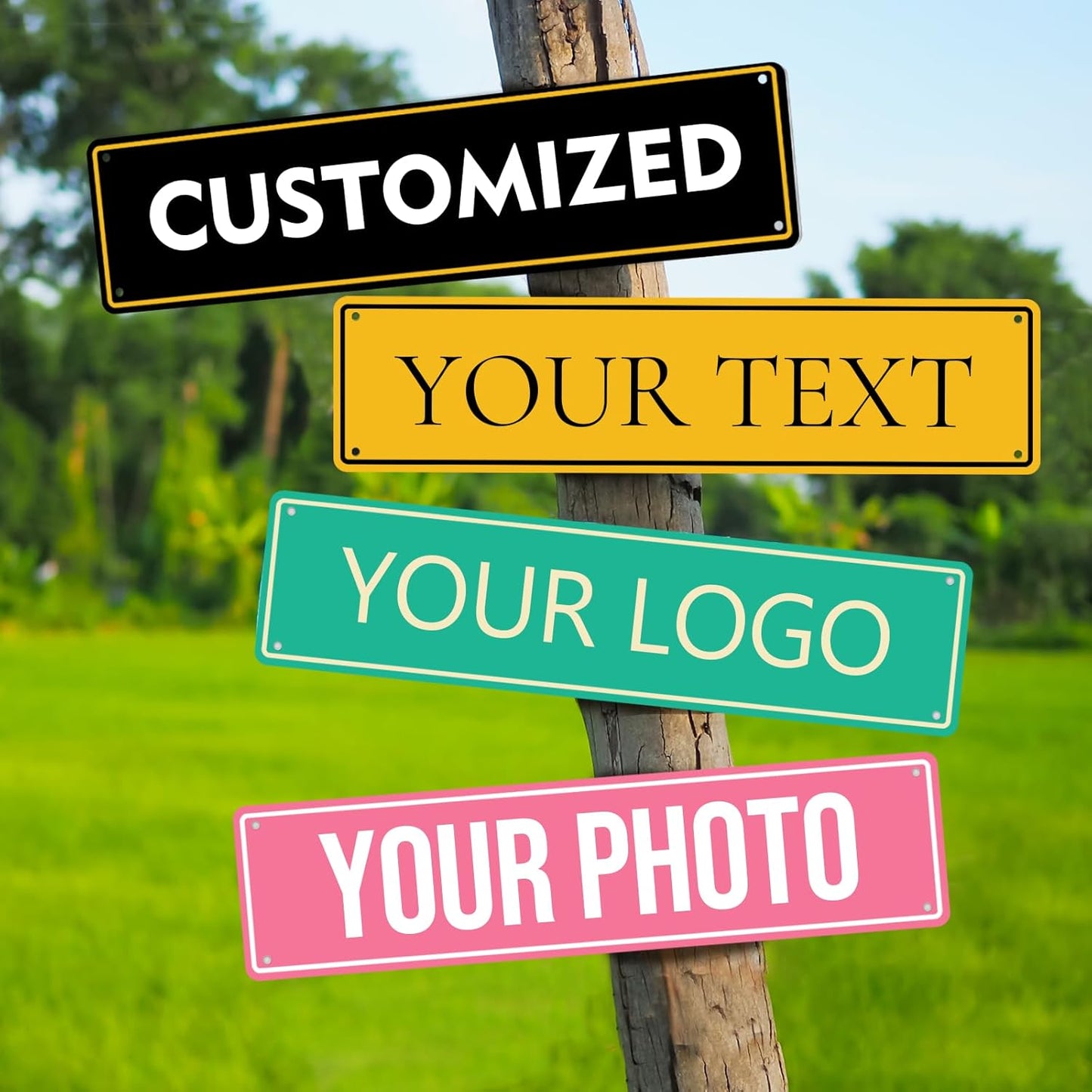 Custom Signs Outdoor Metal - 16 x 4 Personalized Aluminum Rust-Proof Entrance Hazard Intersection Parking Street Signs,Decorative Sign