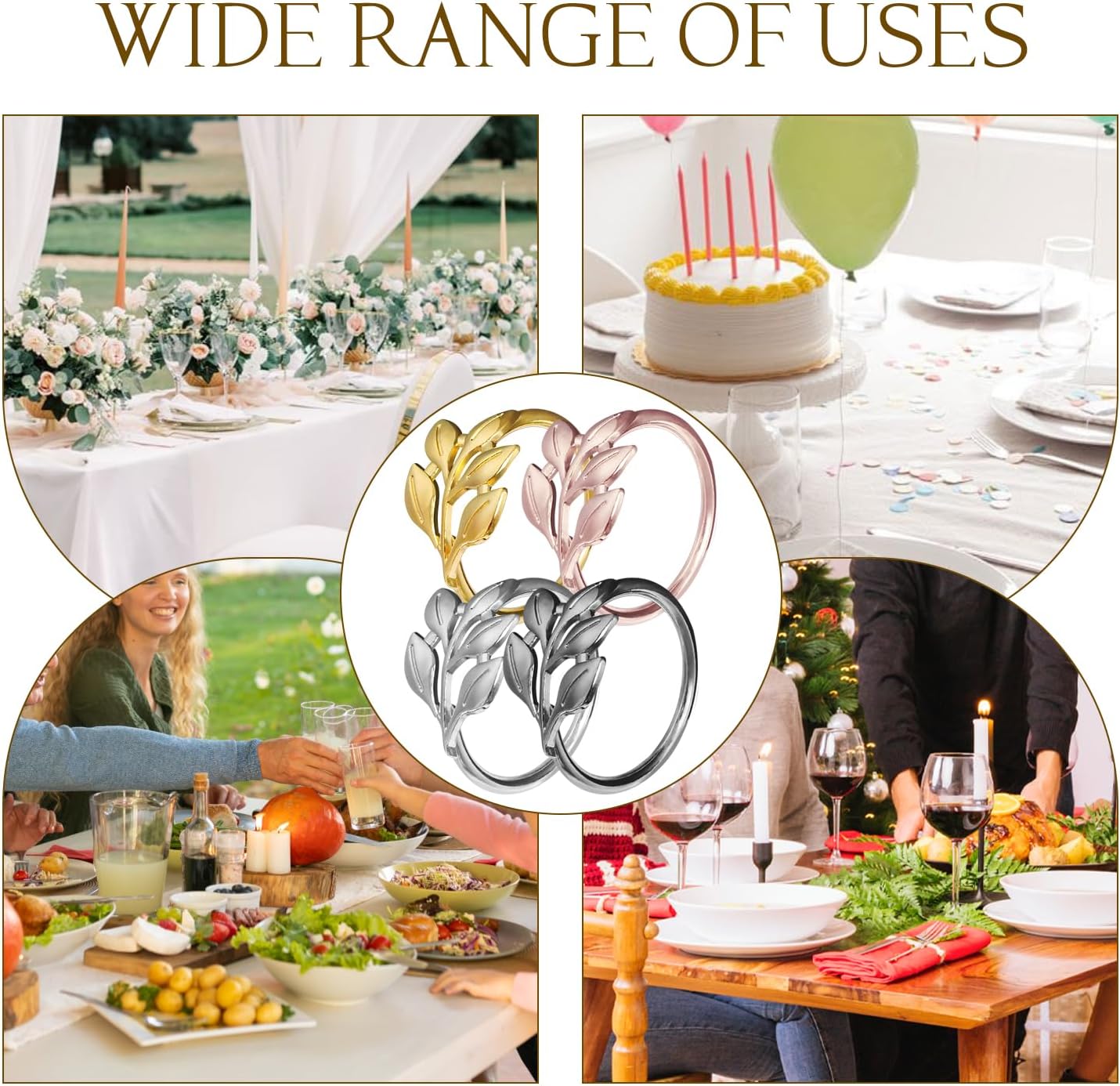 Napkin Ring, Metal Napkin Ring for Table Setting, Wedding, Holiday Party Table