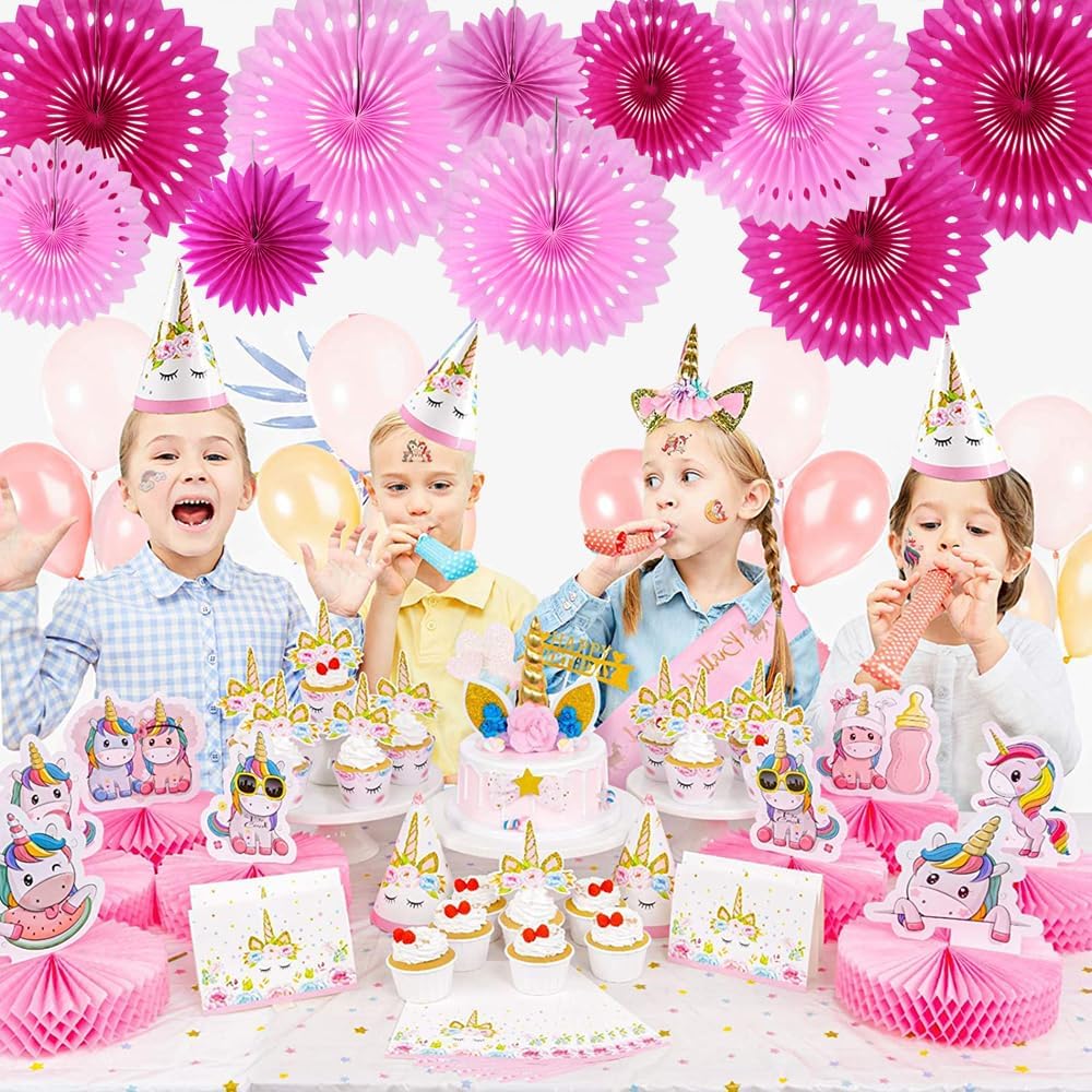 BEISHIDA Hot Pink Combination Hanging Honeycomb Round Paper Fans Decoration Bachelorette Theme Tissue Paper Fan Garland for Bridal Shower Women Girls Birthday Wedding Party Supplies(10packs)