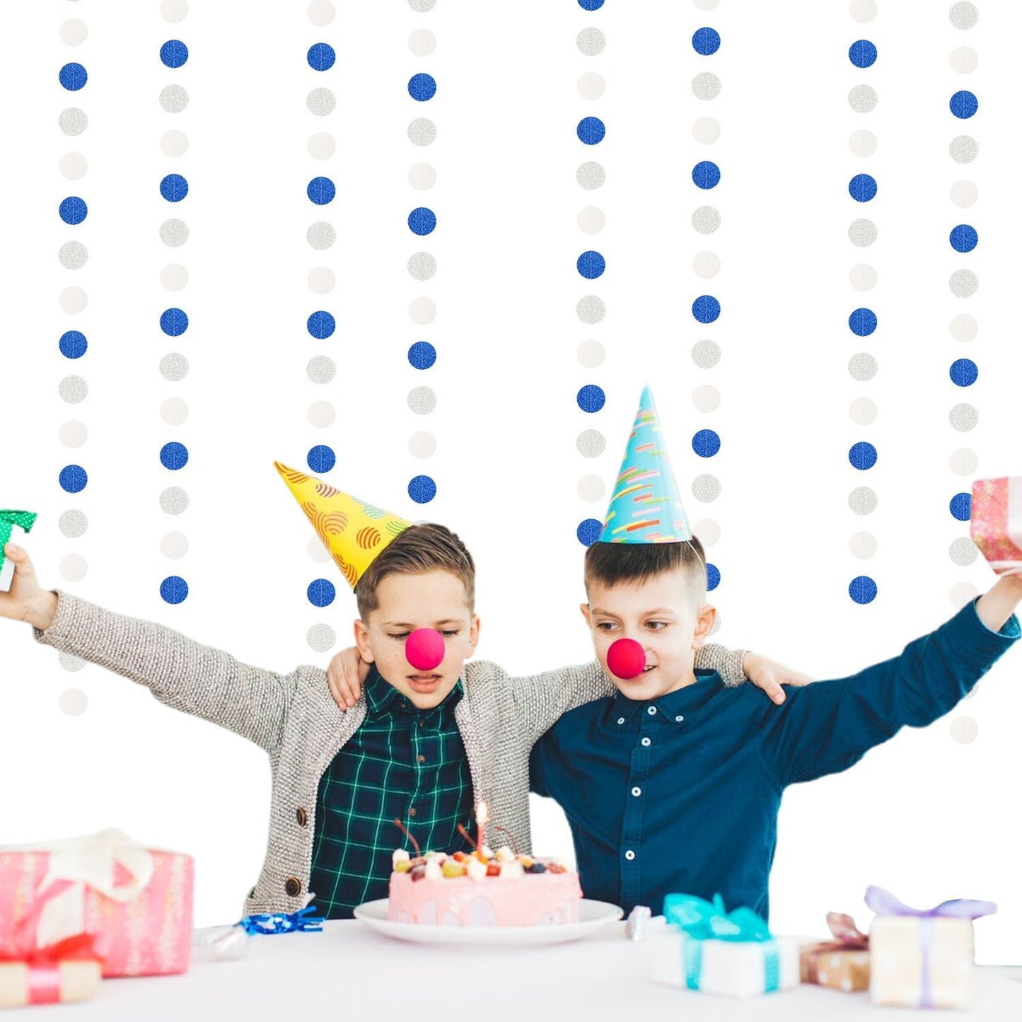 Navy-Blue White-Silver Birthday Party-Decorations Streamers - 52FT Graduation Hanging Paper Garland Banner,Baby Bridal Shower Wedding Engagement Bachelorette Supplies Backdrop Decor Hugtmr