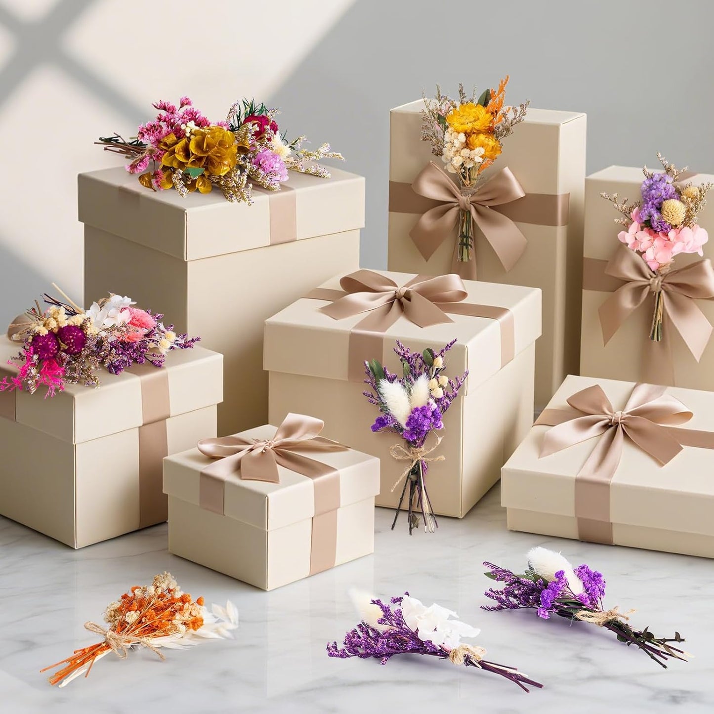 12/24 PCS Charming Dried Flowers Bouquet for Vase Various Dried Wildflowers with Stems Mini Handmade Wildflowers Natural Real Flowers Bulk Flowers Craft (Blossoms, 24 PCS)