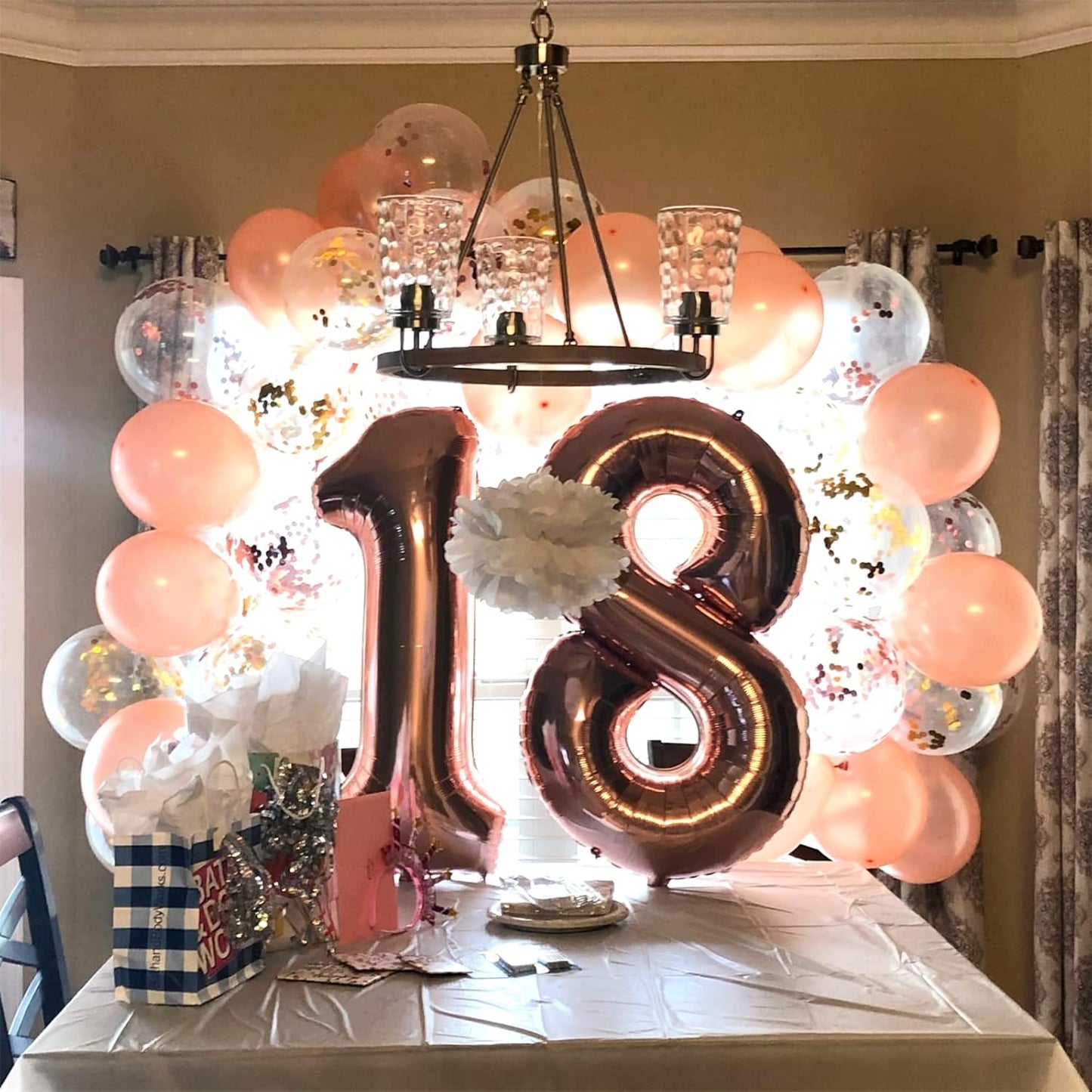 Rose Gold 8 Balloons, 40 Inch Large Foil Number Balloons Set 0-9, Self Inflating Digital 8 Helium Balloon for Girls Women 8th 18th 80th Age Birthday Anniversary Party Decorations Photo Shoot Supplies