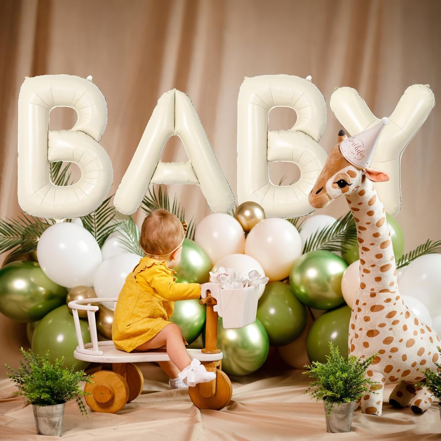 40 Inch Letter Balloons R, Big Custom A-Z Alphabet Foil Name Balloon Cream White, Self Inflating Beige Customize Helium Balloon Letters R for Women Girls Birthday Bride Baby Shower Party Decorations