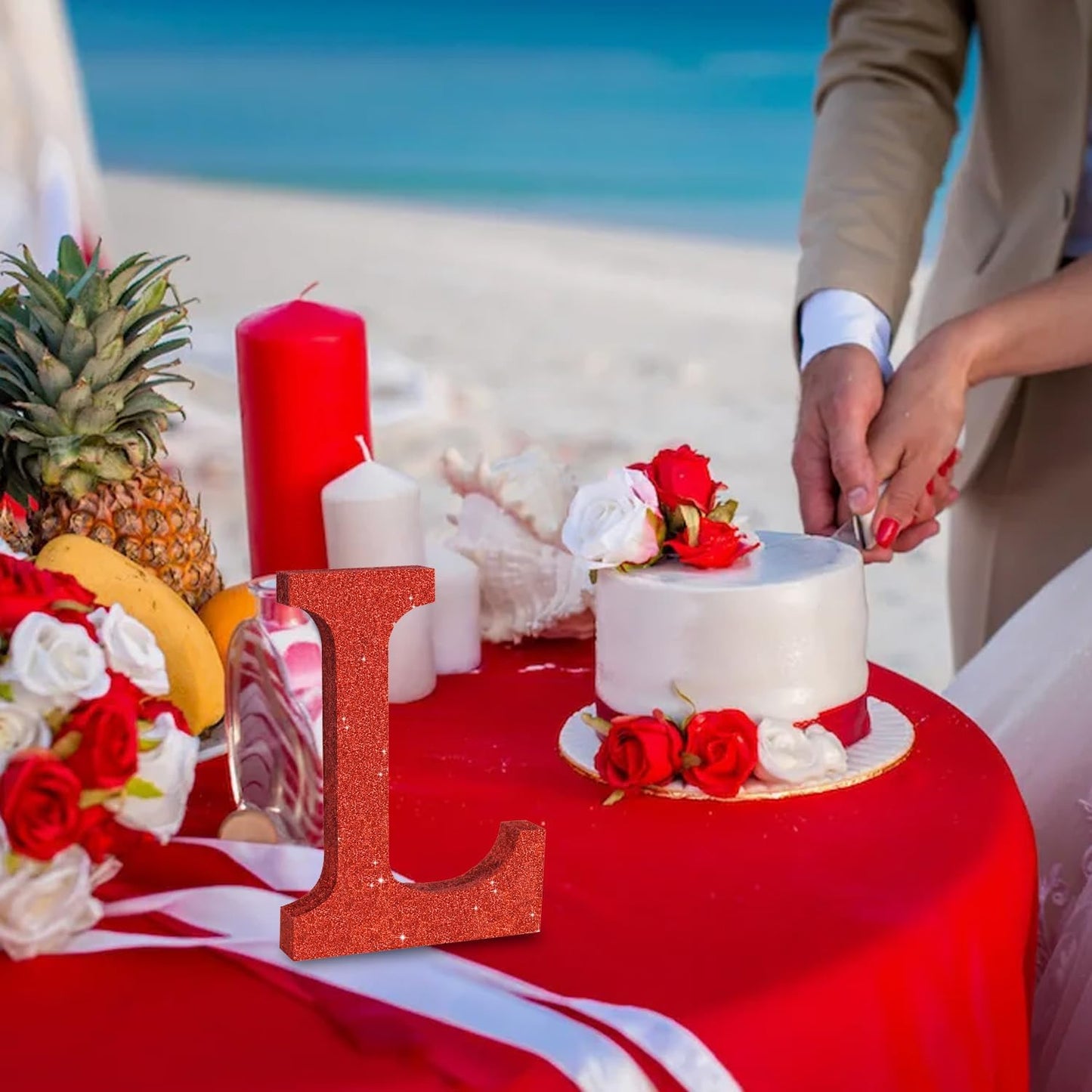 TONIFUL 8 Inch Red Glitter Letter L Table Centerpiece A-Z Red Birthday Party Decorations,Red Alphabet L for Birthday,Chrismas,Graduation,Bridal Shower,Wedding,Anniversary Party Supplies