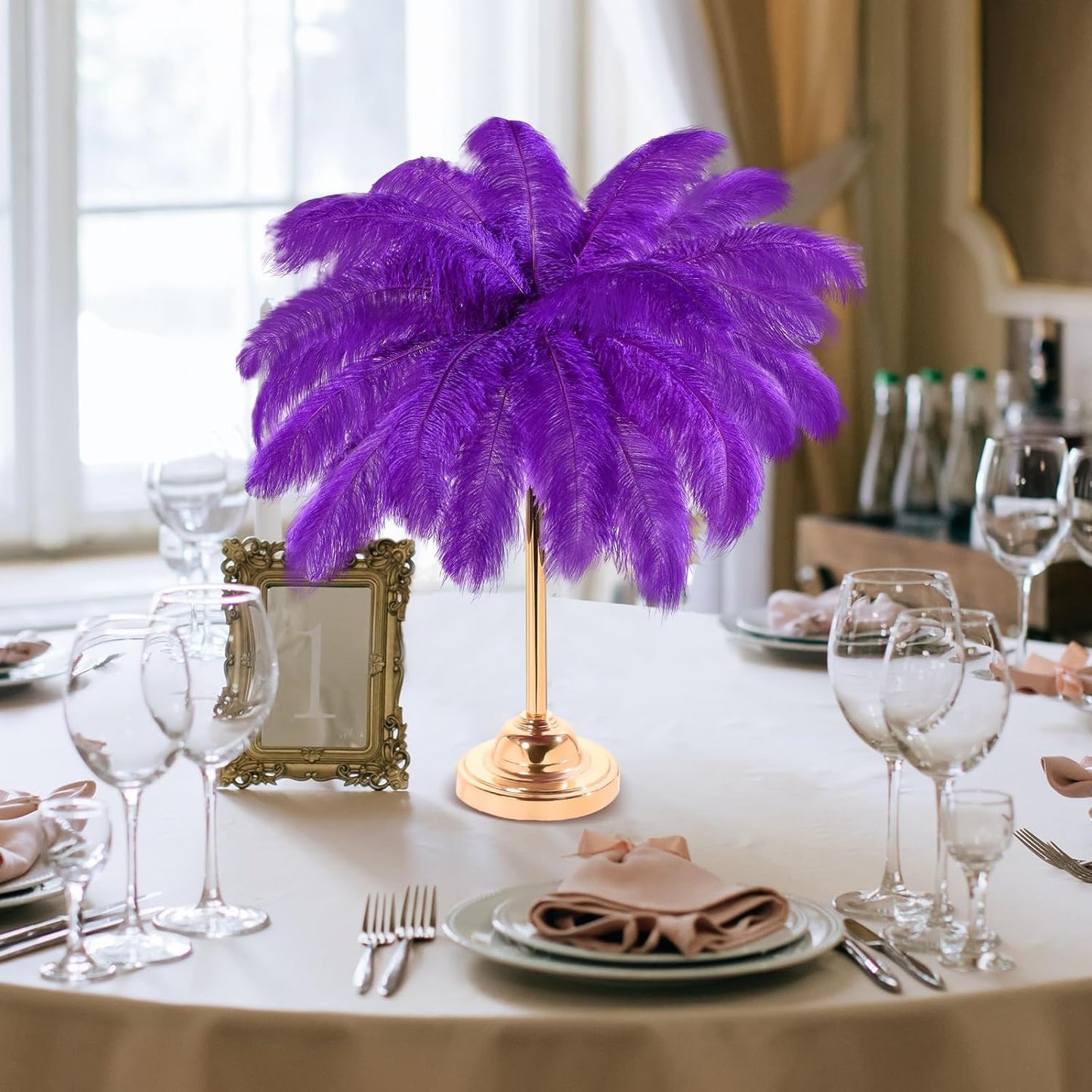 Retrowavy 30 Pcs 18-20 Inch Large Natural Ostrich Feathers Bulk for Centerpieces for Wedding Party Centerpieces Home Decoration Flower Arrangement (Purple)