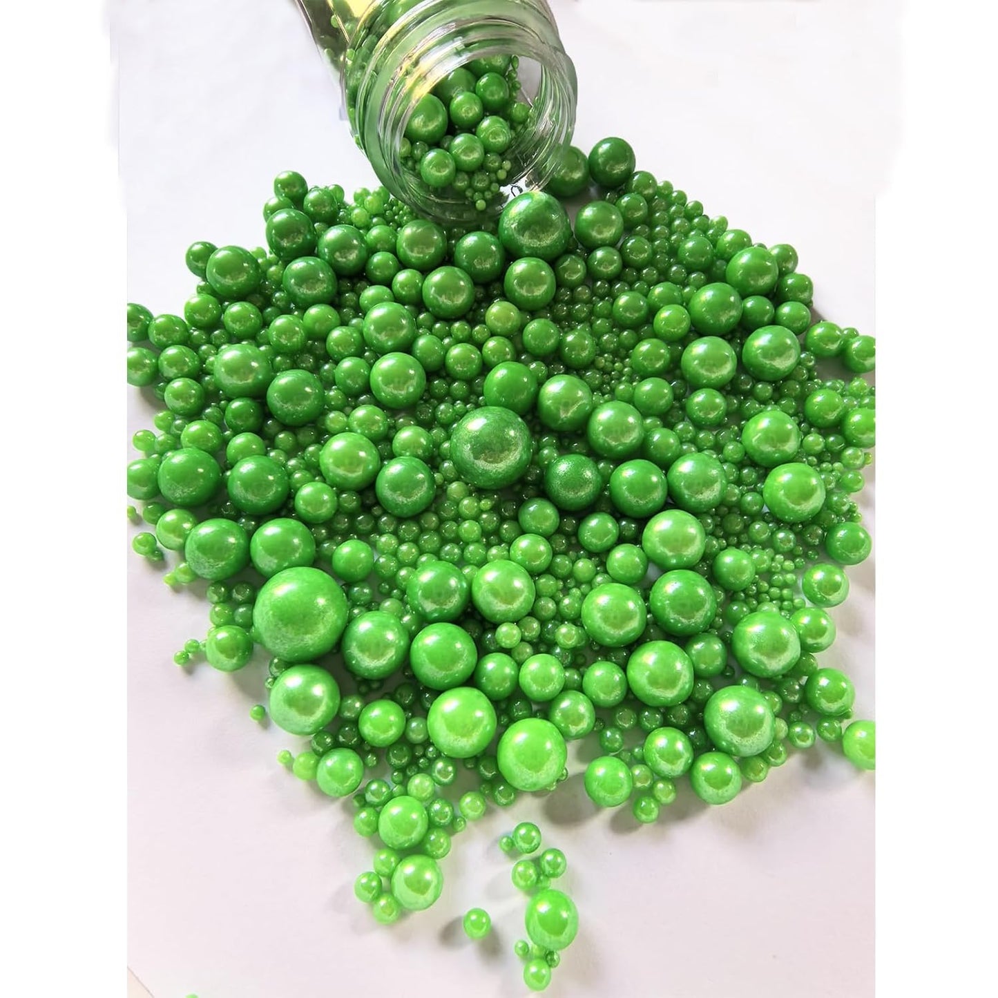 Edible Christmas Green Pearl Sugar Sprinkles Candy Baking Edible Cake Decorations Cupcake Toppers Cookie Decorating Celebrations Wedding Shower Party Chirstmas Supplies 120g/ 4.2oz