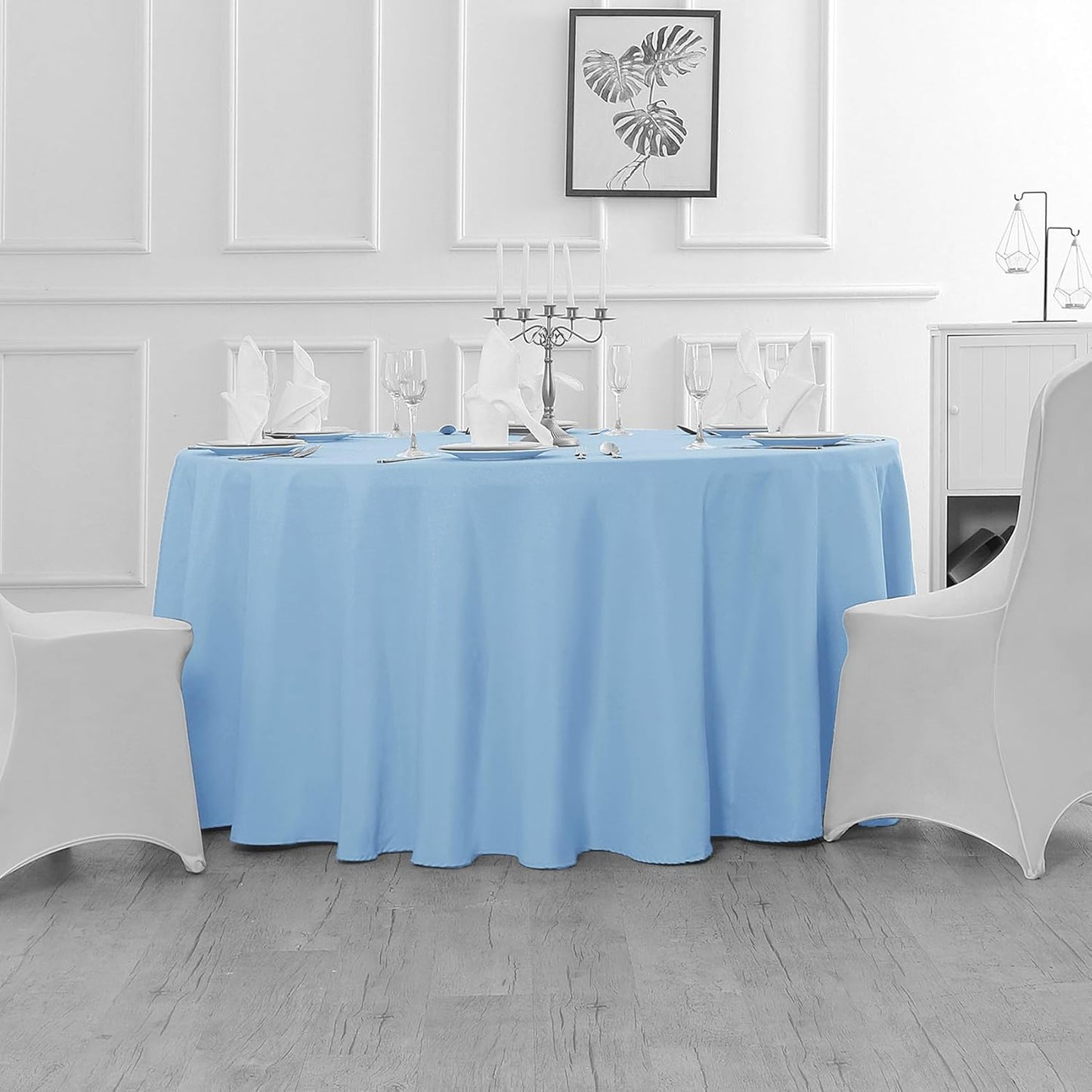 60 inch Round Tablecloth Washable Polyester Table Cloth Decorative Table Cover for Wedding Party Dining Banquet(60 inch,Blue Mist)