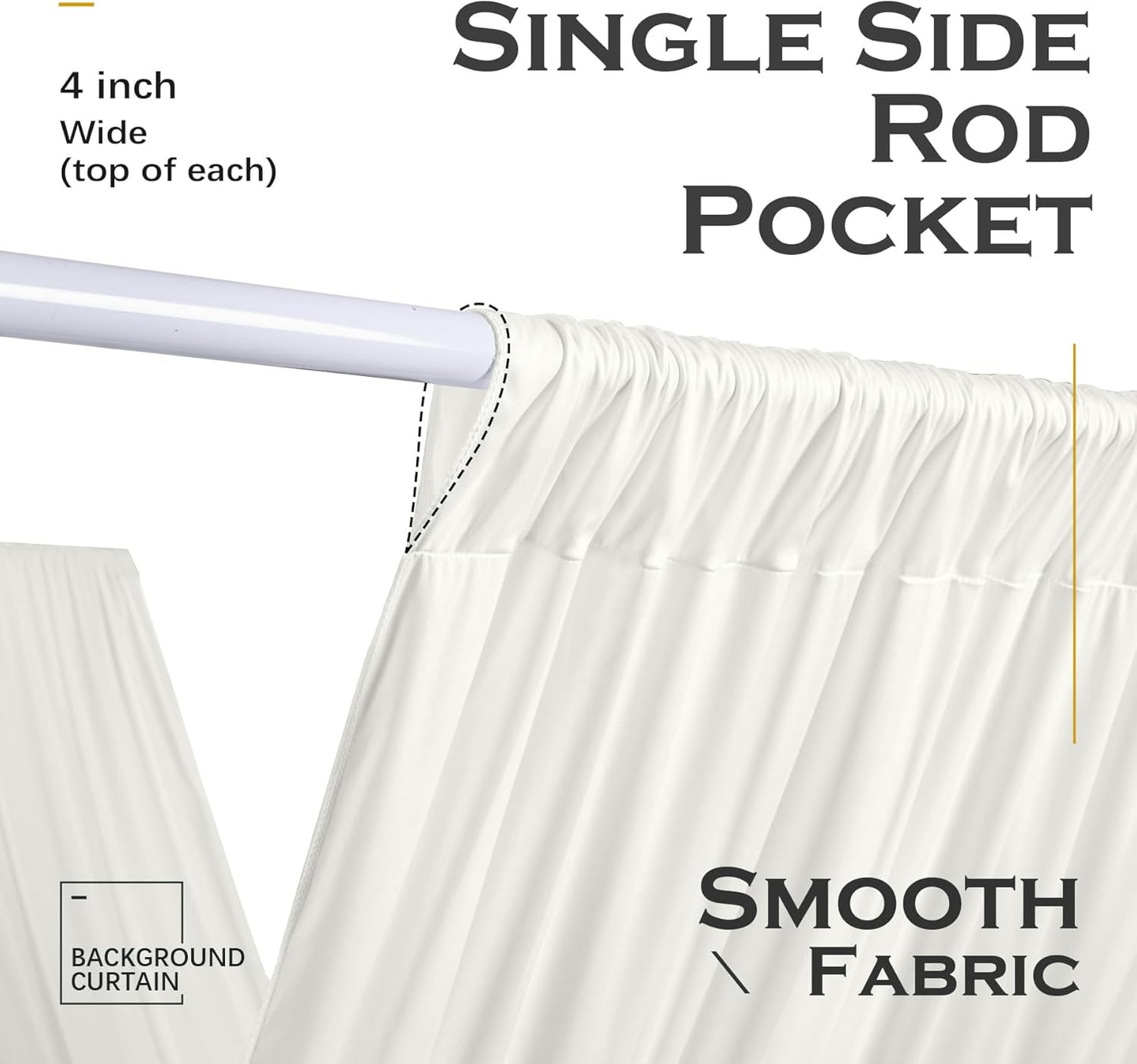 PartyVillage 4 Panels 5ftx30ft Ivory Ceiling Drapes for Wedding Parties â 30 FT Extra Long Thick Polyester Wrinkle-Free Drapery Tent Decor Decorations for Birthday Party Ceremony Stage Swag