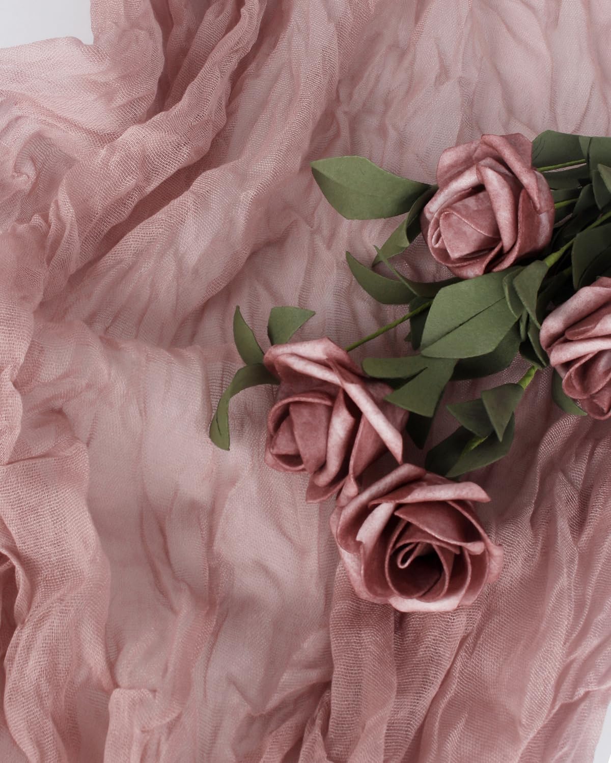 Pink Cheesecloth Table Runner 120 Inch, Dusty Pink Boho Rustic Gauze 10 FT, Summer Cheese Cloth Runner for Wedding, Baby Shower, Party, Farmhouse Centerpiece Home Decorations