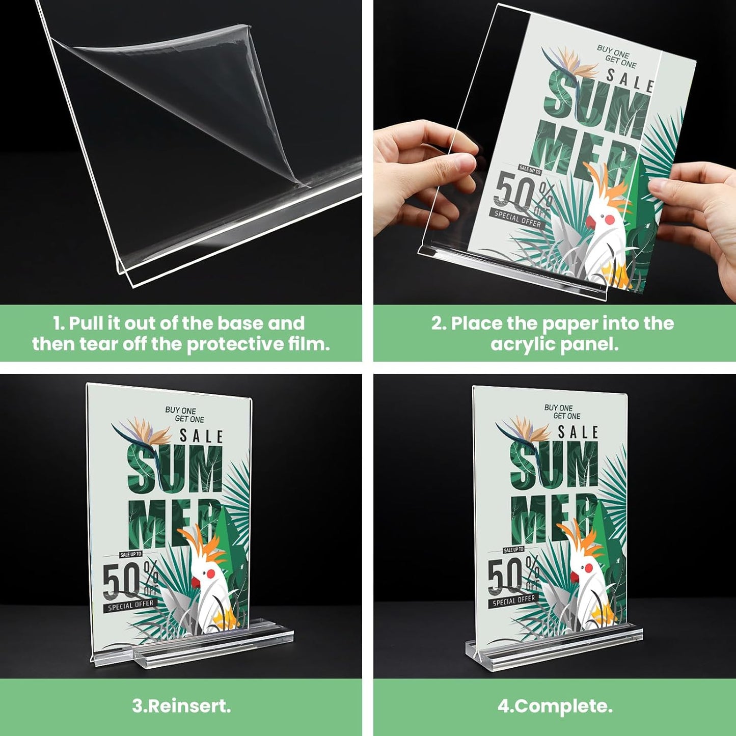 Acrylic Sign Holder 4x6, 24 Pack Clear Table Menu Vertical Clear Table Double Sided Flyer Display, Plastic Flyer Display Stand,Paper photo Plastic Sign Frame Suitable for Restaurants Office Store Show