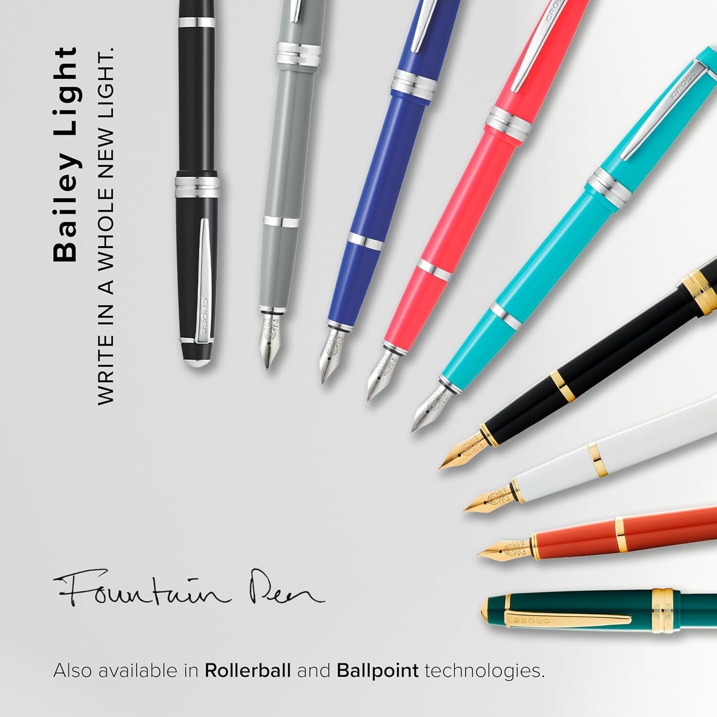 Cross Bailey Light Polished White Resin and Gold Tone Fine Nib Fountain Pen