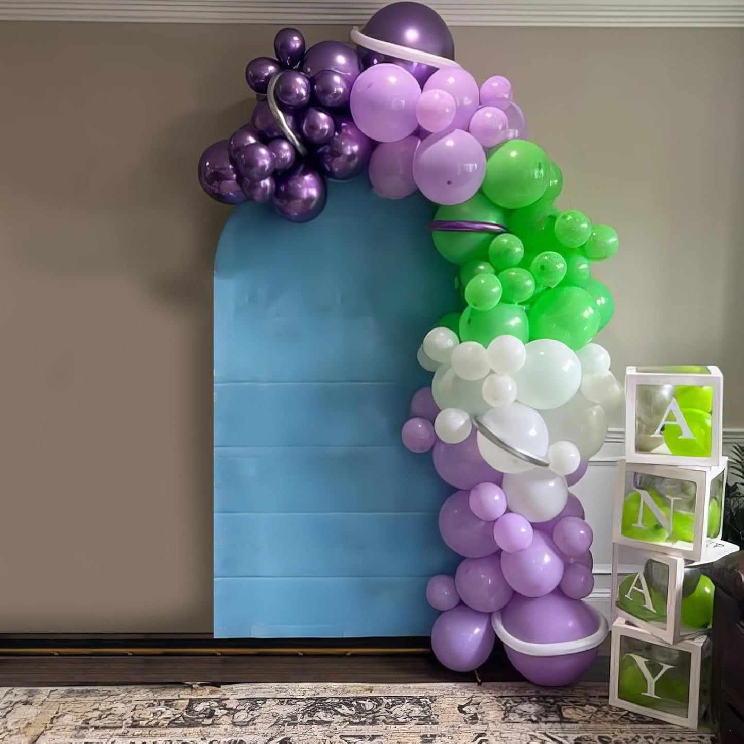 Green Purple White Balloons, 50pcs Green Purple Silver Balloons, Silver White Purple Balloon for Birthday Boys Baby Shower Toy Theme Party Wedding Graduation Bachelorette Anniversary Decorations