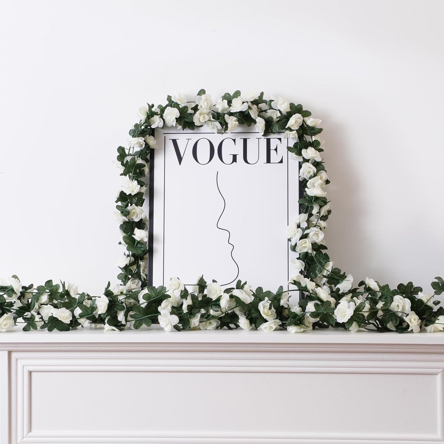 10 Pcs 82FT Flower Garland, Artificial Rose Garland Flowers Plants Fake Flower Hanging Rose Ivy, Birthday Party Valentine's Day Wedding Wall Arch Decor(White)