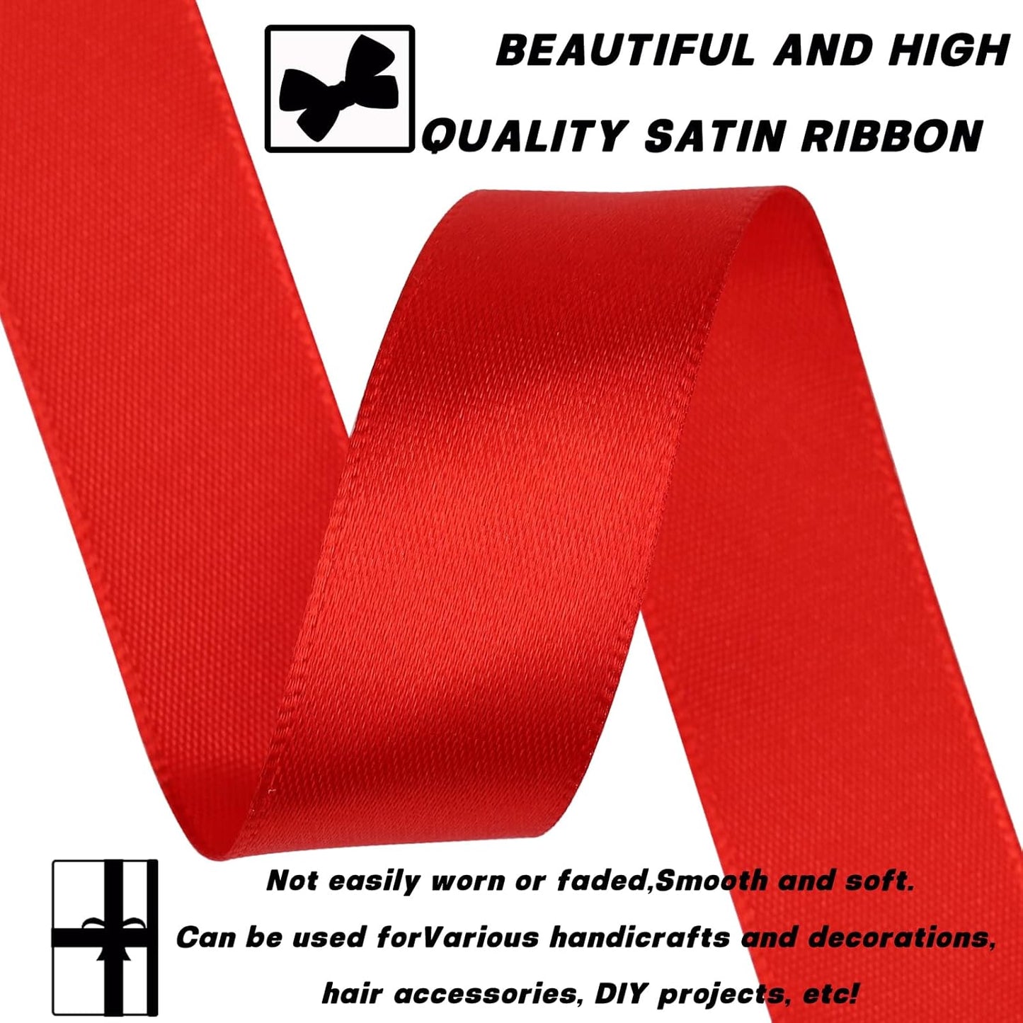 Red Satin Ribbon 7/8 Inch 30 Yards - Single Face Polyester for Handmade Roses, Gift Wrapping, Timeless Flower, Bouquets, Wedding and Party Decoration