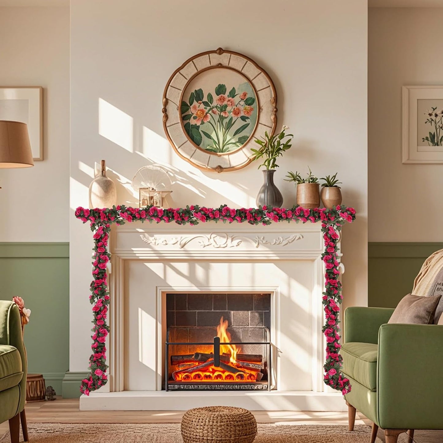 10 Pcs 82FT Flower Garland, Artificial Rose Garland Flowers Plants Fake Flower Hanging Rose Ivy, Birthday Party Valentine's Day Wedding Wall Arch Decor(Fuchsia)