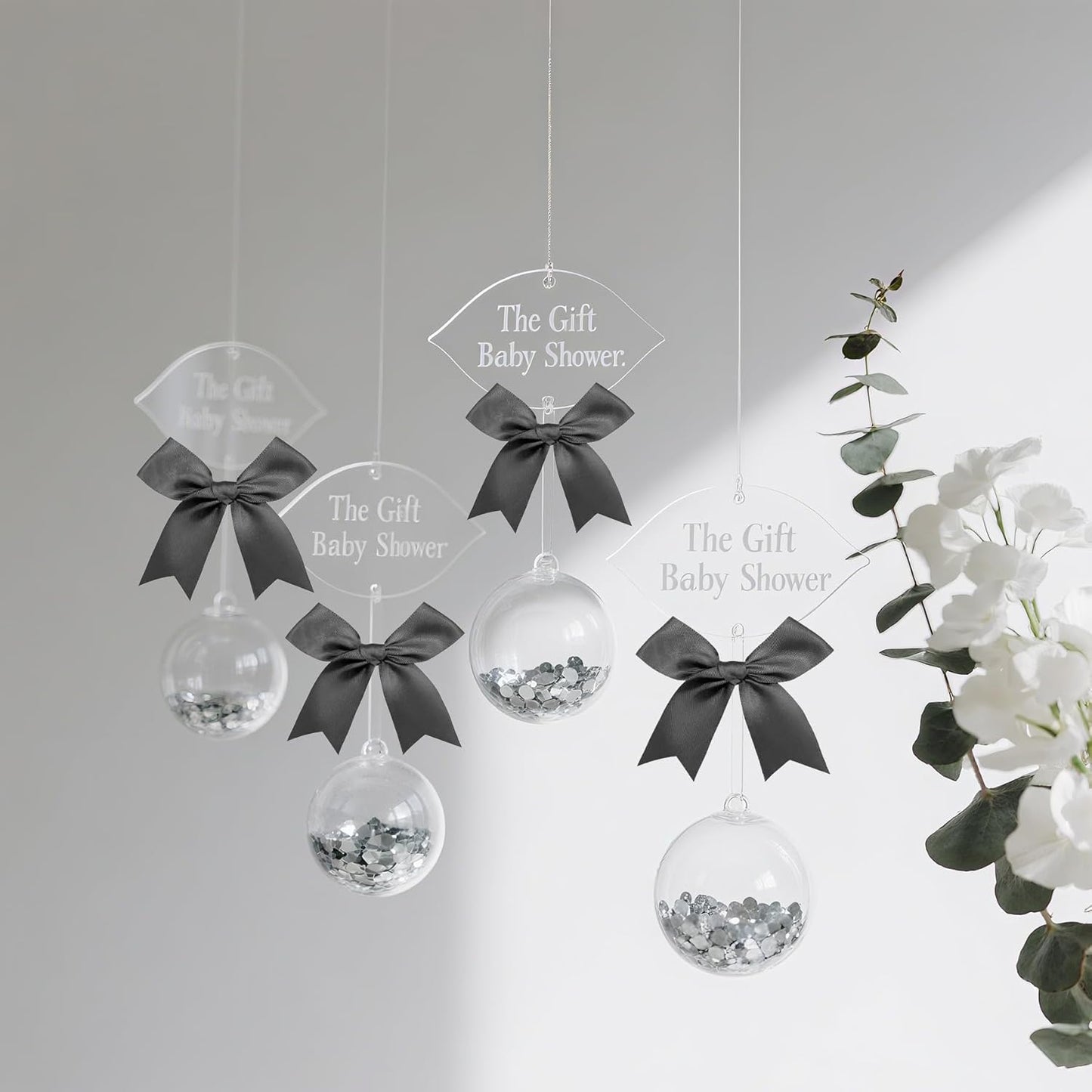 50 PCS Twist Tie Bows Satin Ribbon Bows 3.3 Inch Gift Wrap Bows Craft Bows for Gift Wrapping, Party Decorations Gifts Bag DIY Treat Bags Wedding Decor Baby Shower Christmas (Black)