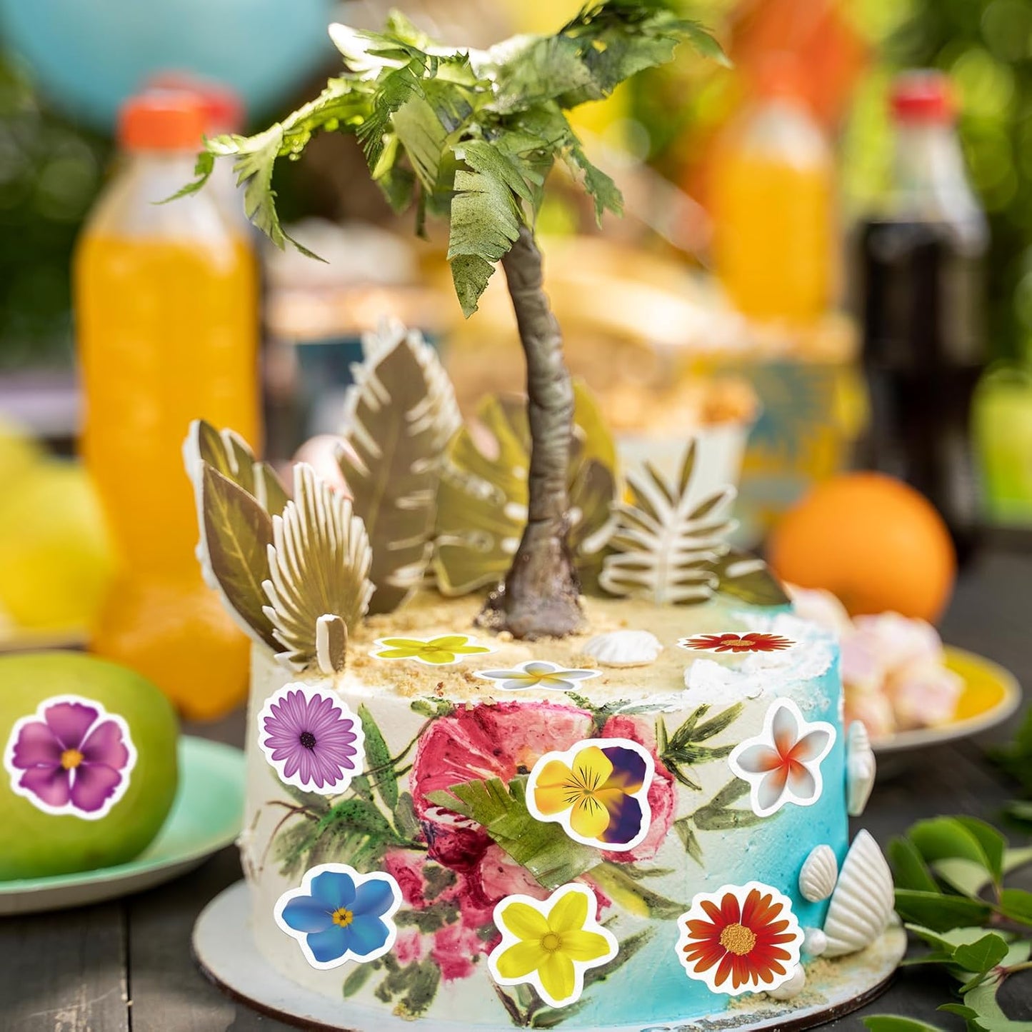 48 Edible Flowers Cupcake Toppers Edible Hawaii Flowers Cupcake Decor Wafer Paper Tropical Luau Flowers Cupcake Picks for Flowers Theme Wedding Birthday Party Decor Supplies