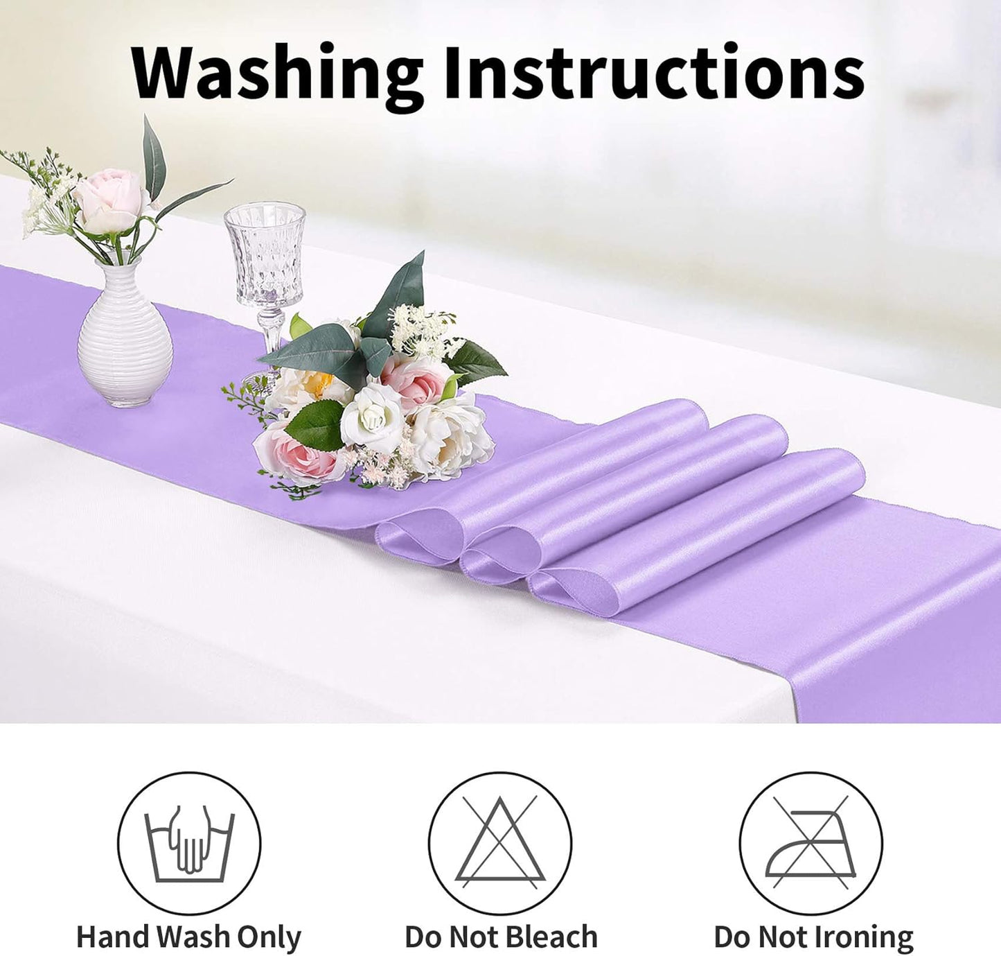 10-Pack Satin Table Runner Lavender 12 x 108 inches Long, Table Runners for Wedding, Birthday Parties, Banquets Decorations(10 Pack, 12x108 Inch, Lavender)