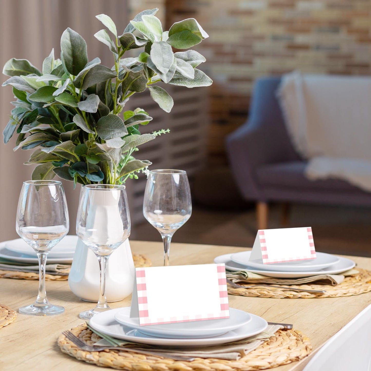 25 Pack Pink Stripes Place Cards, Editable Name Cards for Table Setting, Tent Cards Food Label for Dinner Party, Bridal Shower, Wedding, Baby Shower and Events -T01