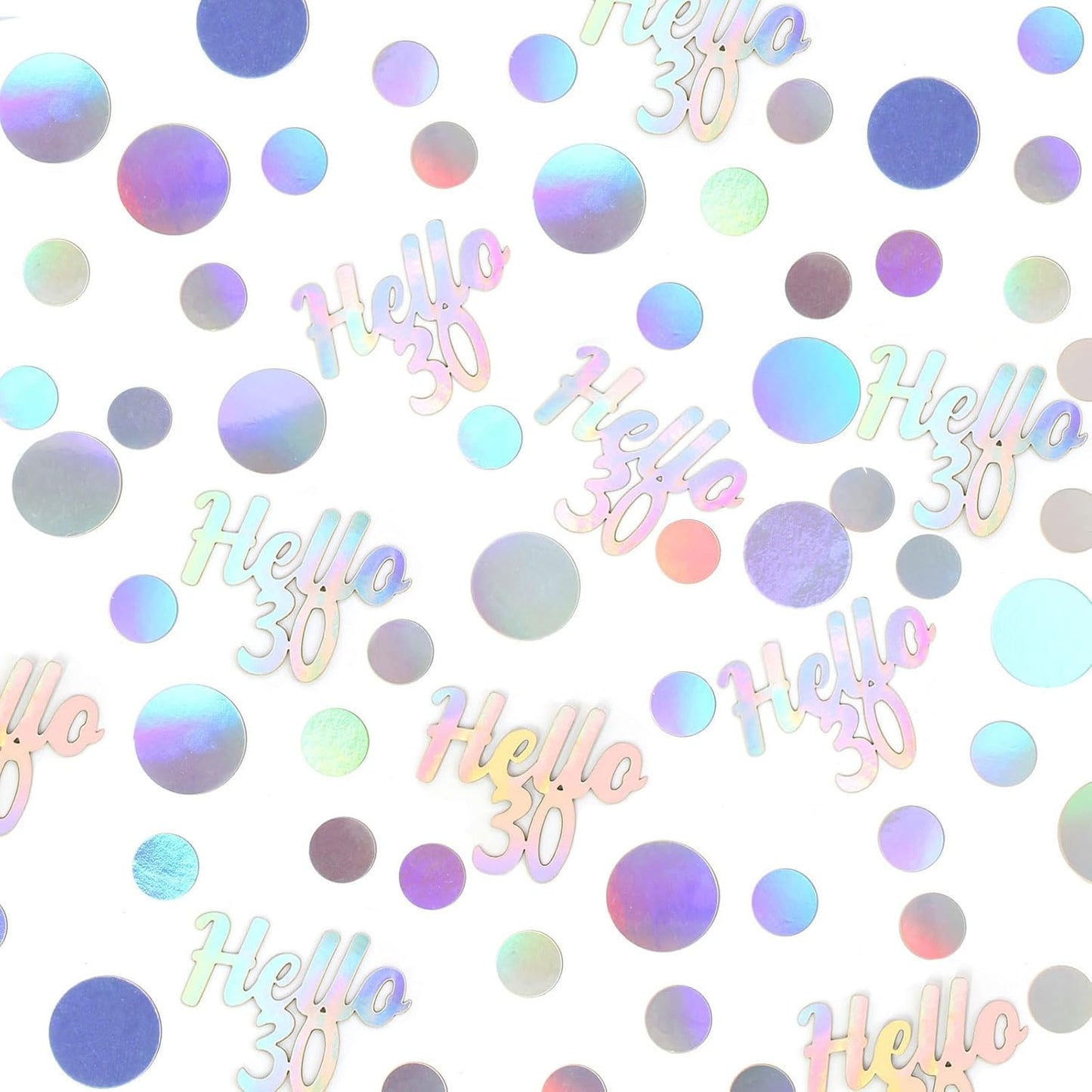 Hello 30 Birthday Confetti for Tables Iridescent Circle Dots Happy 30th Birthday Party Decorations for Her Women Thirty Years Old Birthday Table Scatters Confetti Decor Supplies 300PC