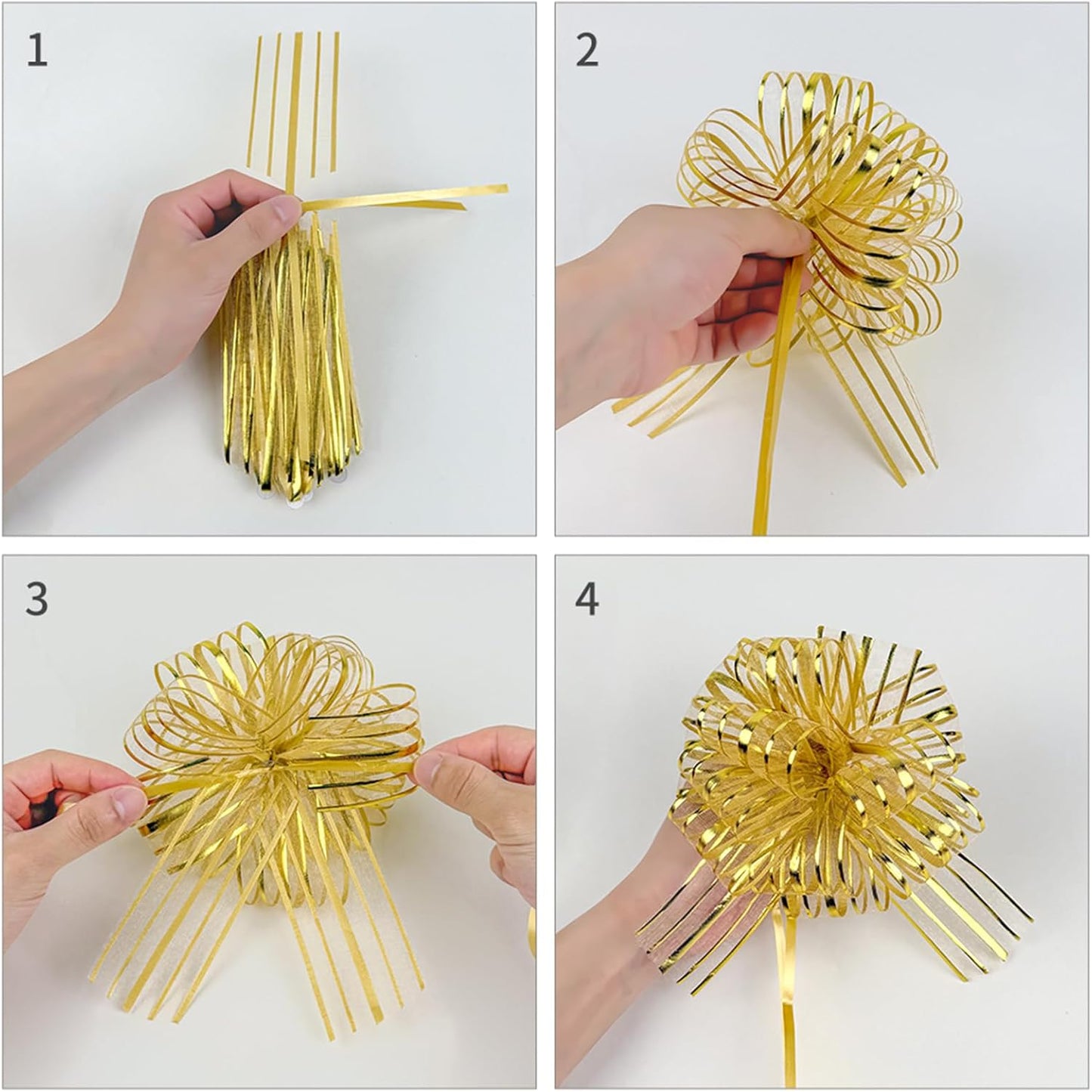 6 Pcs 6 Inch Red Organza Pull Bow – Perfect for Wedding Decoration, Gift Wrapping Baskets, Car Bows, Birthday Parties, Christmas and Valentine's Day