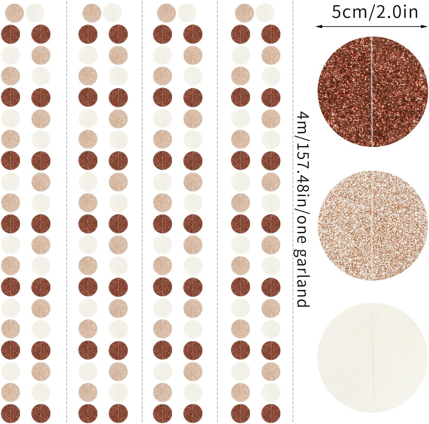 Boho Brown Champagne-Gold Party-Decorations Streamers-Garland - 52ft Fall Rustic Birthday Hanging Paper Banner,Autumn Baby Bridal Showe Neutral Wedding Bachelorette Decor Hugfond