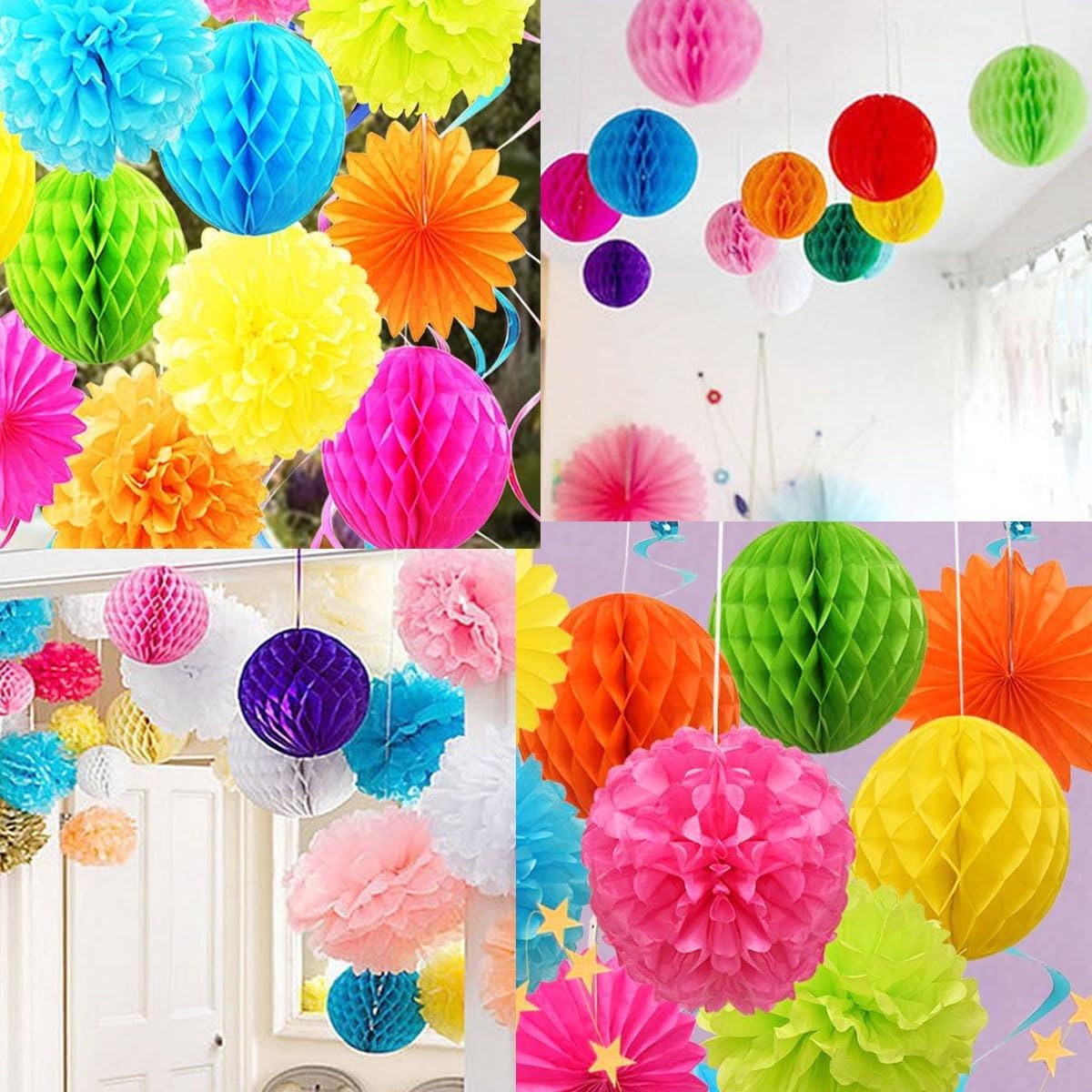 8pc Honeycomb Balls Party Decorations 8'' 10'' Tissue Paper Pom Poms Flower Balls Hanging Paper Honeycomb Balls for Party Baby Shower Birthday Wedding Nursery Wall Decor(8'' 10'' Teal)