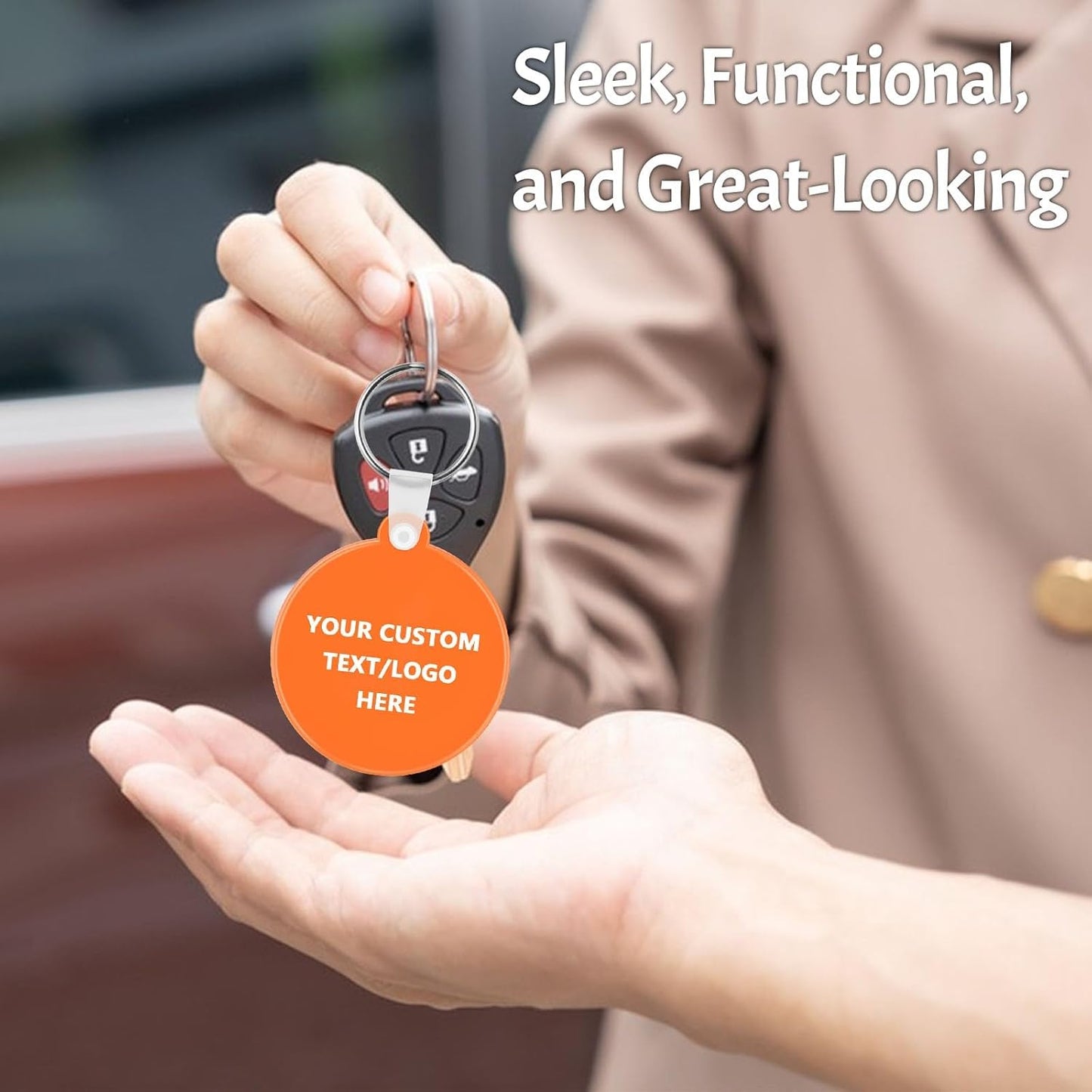 Custom Round Soft Keychains 400 Pack, Personalized Logo, Text Bulk - Perfect for Tradeshows, Party Favors, Events - Customizable Key Tags