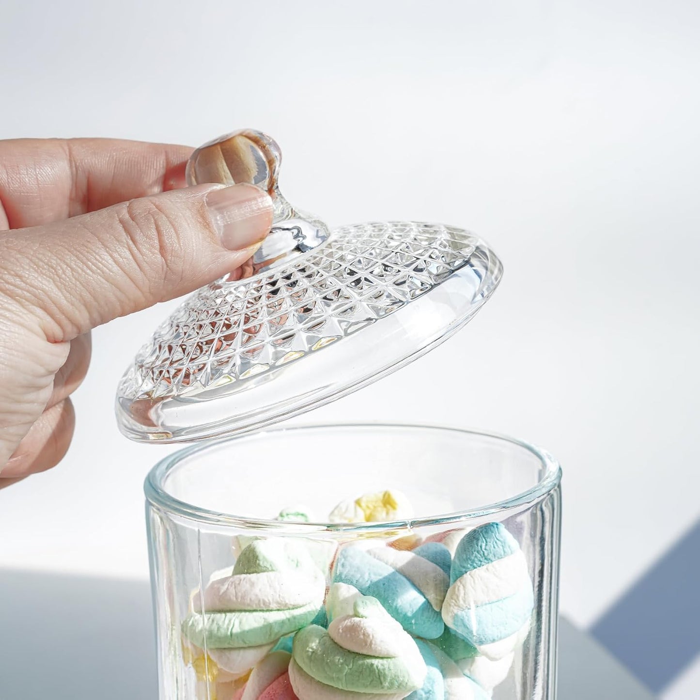 24oz Clear Glass Candy Jar with Lid Glass Cookie Jars Storage Decorative Jars for DIY Projects,Candy Buffet,Shower Favors