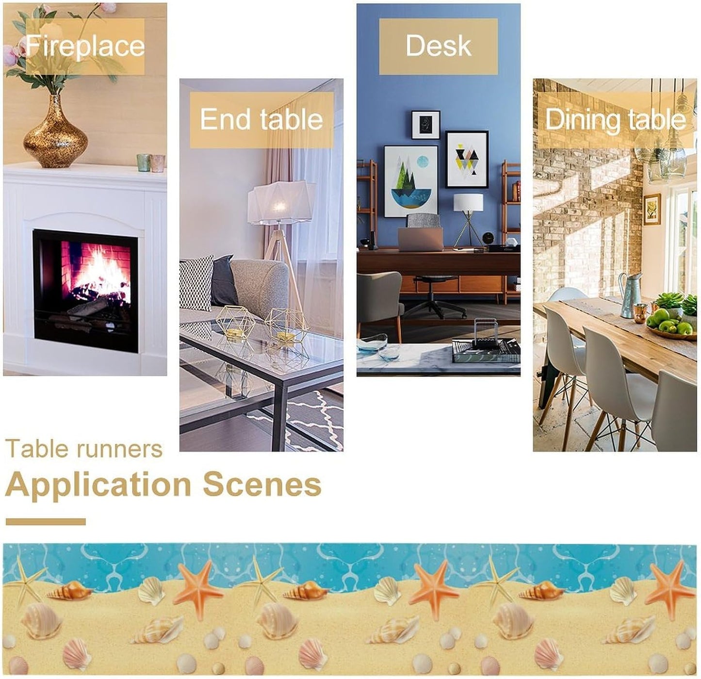 Sea Turtle Table Runner Marine Life Starfish Nautical Blue Green Ocean Theme Kitchen Table Decorations for Indoor Outdoor Home Party Decorations 13 * 120 Inch