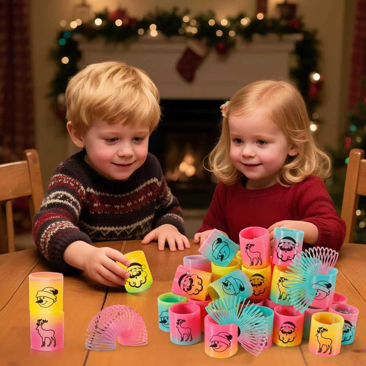 36 Packs Spring Rainbow Magic Fidget Stress Coil Mini Springs Bulk Toys Party Favor Birthday Carnival Prize Goodie Bag Stuffers for Kids Boys Girls (Christmas)